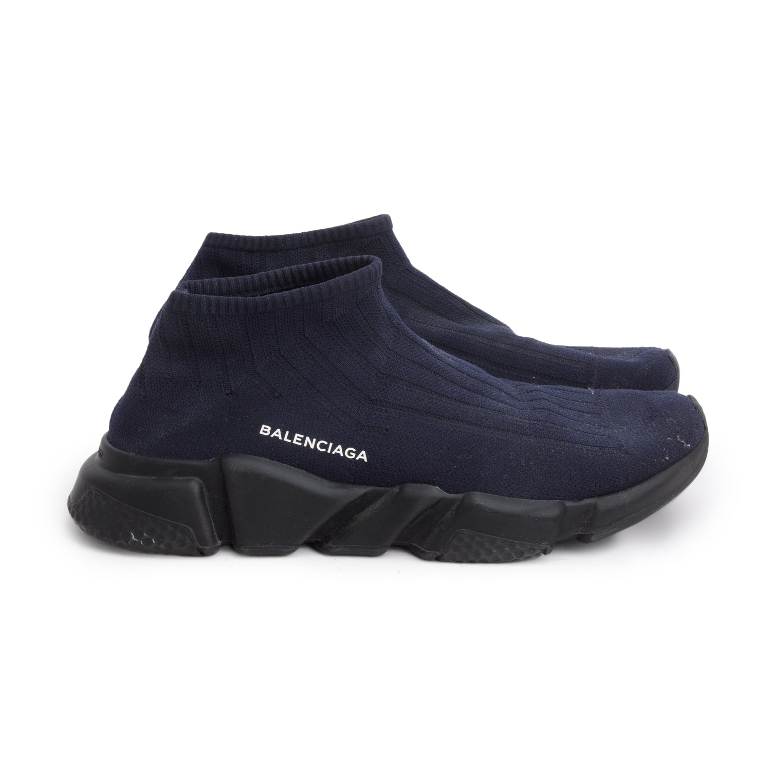 Balenciaga Navy Knit Speed Trainer Sock Sneaker, Men's Size 10 w/ Box