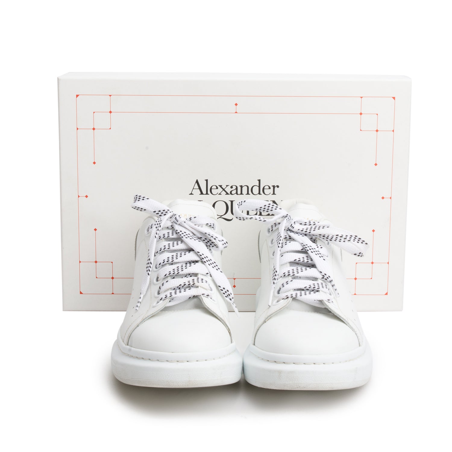 Alexander McQueen White Calfskin Leather Oversized Sneakers, Men's Size 42 w/ Box