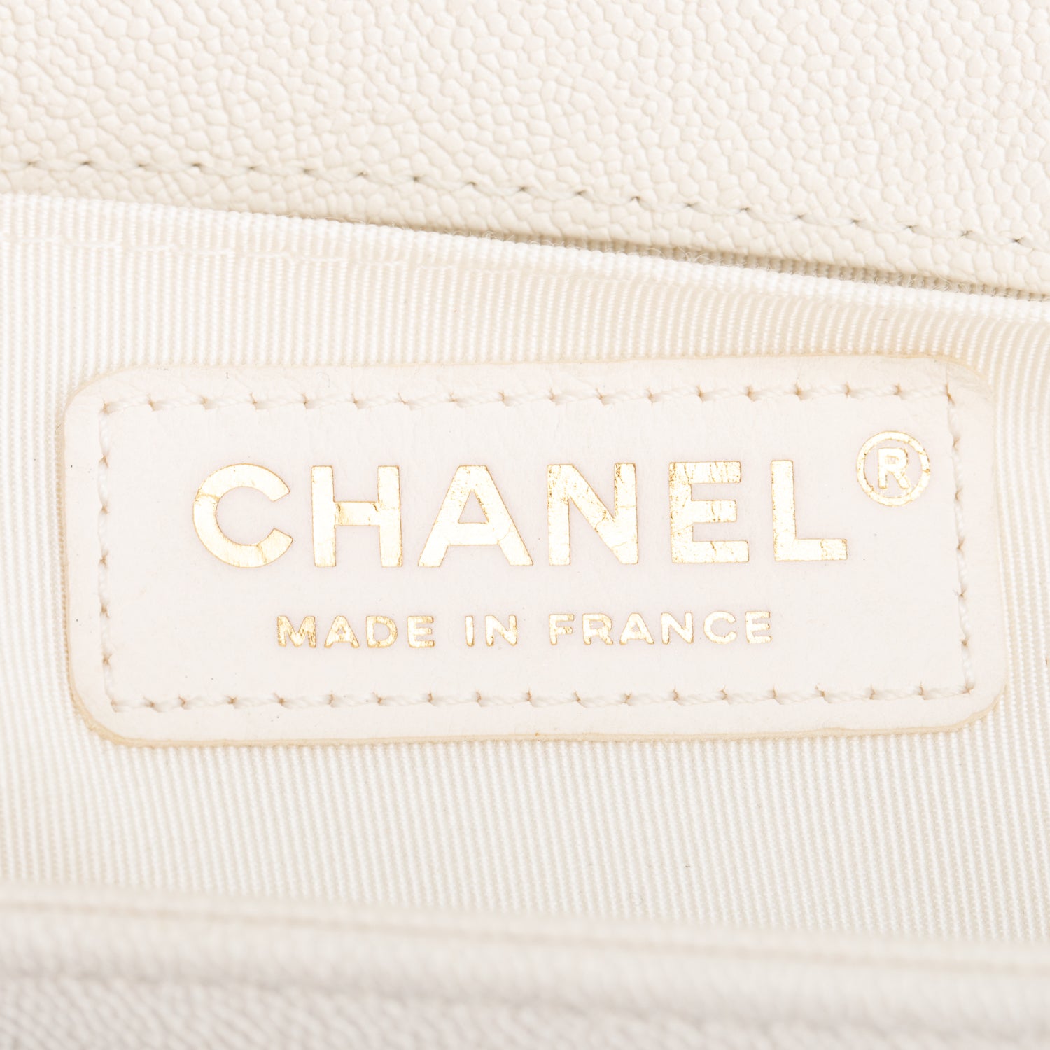 Chanel White Chevron Quilted Caviar Small Boy Bag