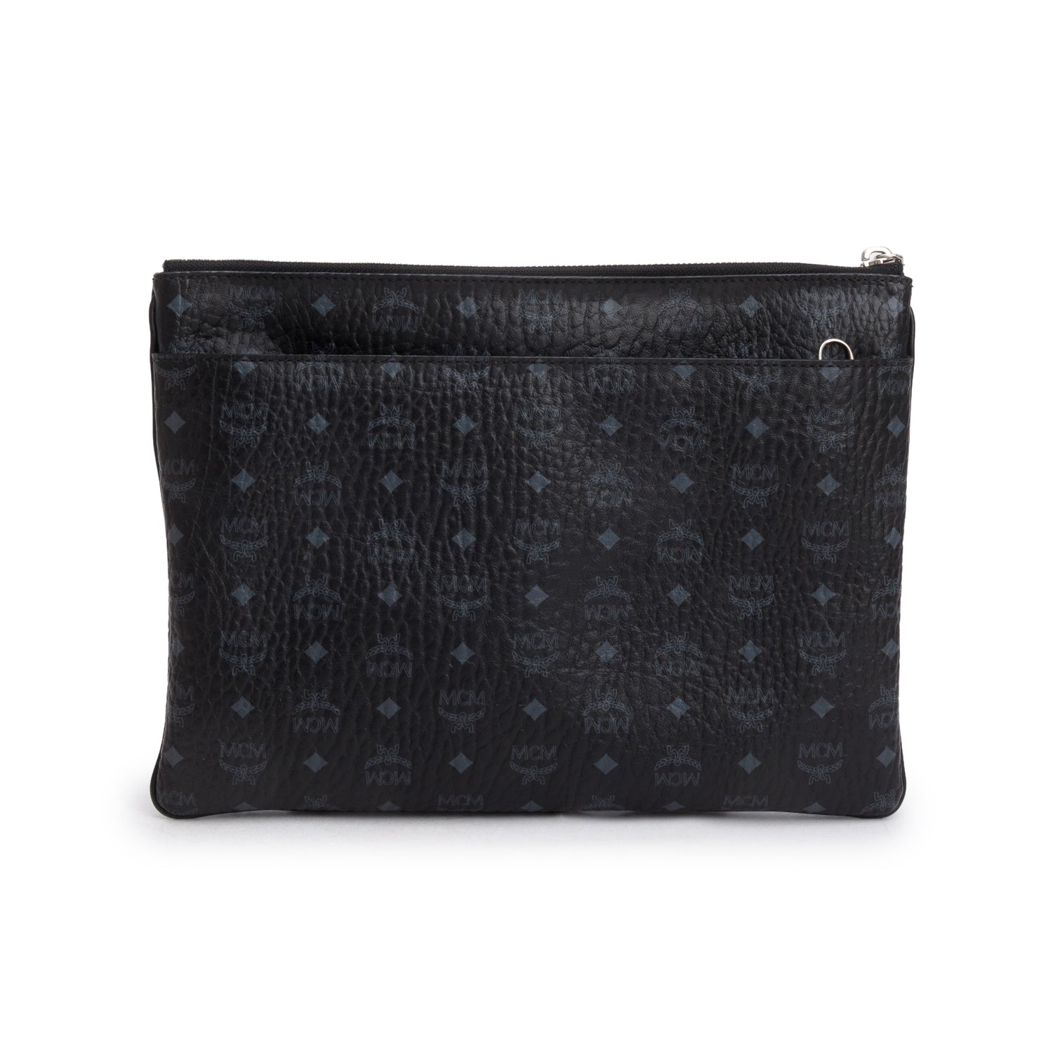 MCM Black Visetos Portuna Clutch Crossbody Bag w/ Strap