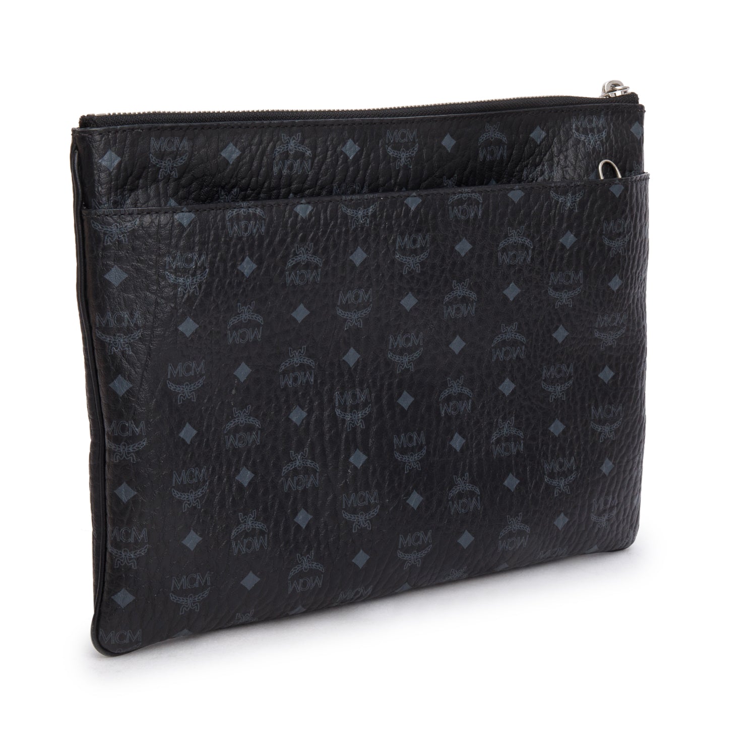 MCM Black Visetos Portuna Clutch Crossbody Bag w/ Strap