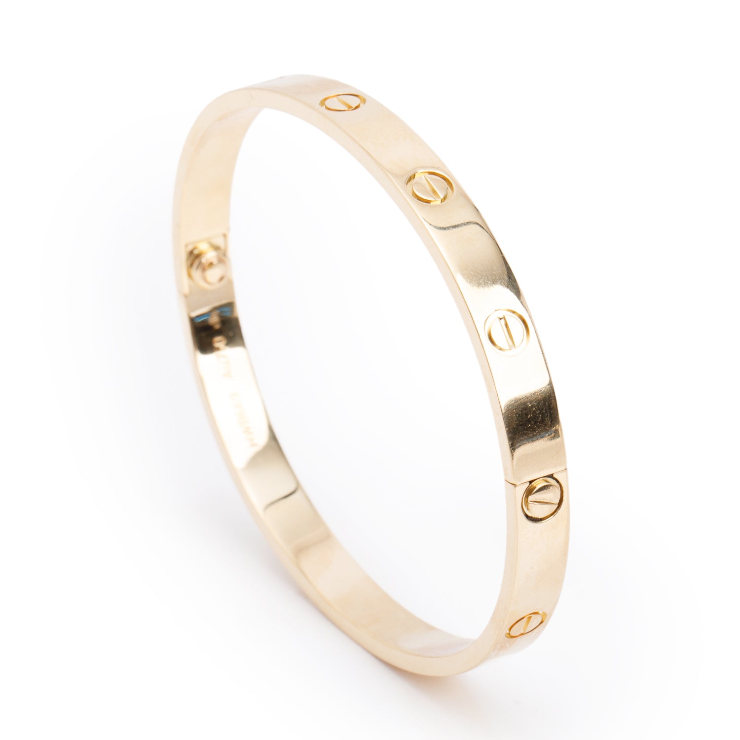 Cartier 18k Yellow Gold Love Bracelet, Classic Model, Size 19 w/ Box & Certificate