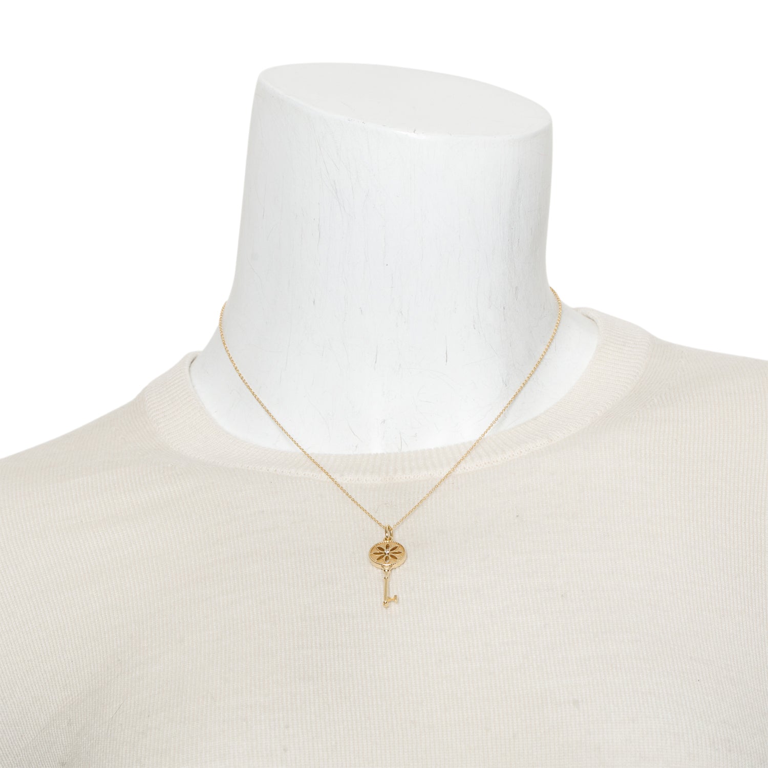 Tiffany & Co. 18k Yellow Gold Diamond Daisy Key Pendant Necklace w/ Box