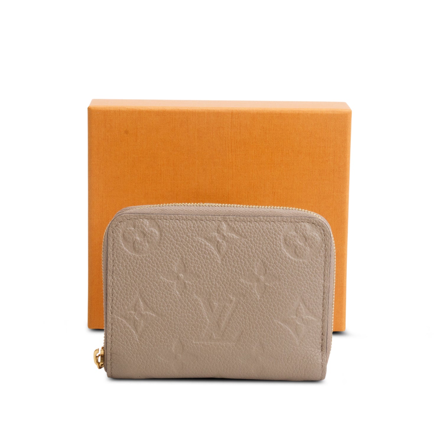 Louis Vuitton taupe Monogram Empreinte Leather Zippy Coin Purse w/ Box