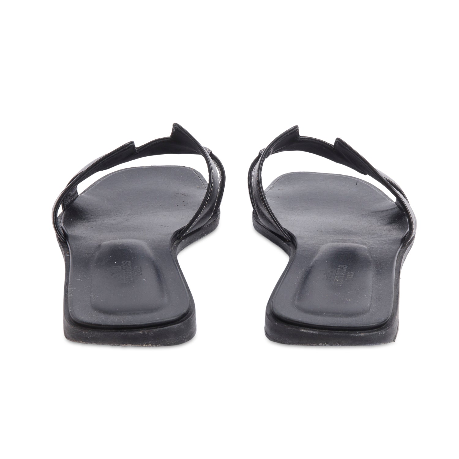 Hermes 2025 Black Box Leather Oran Sandals, Size 40 w/ Box & Receipt