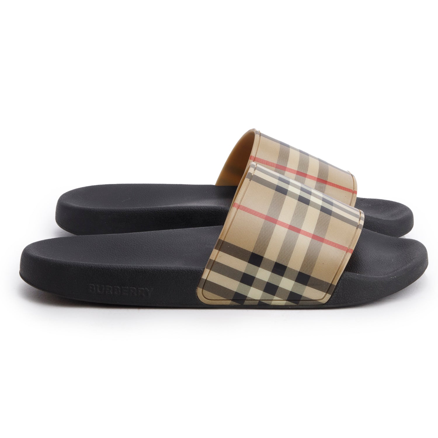 Burberry Beige Nova Check Rubber Slides, Size 41 w/ Box
