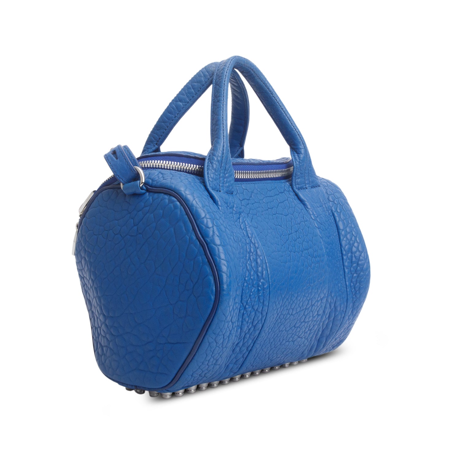 Alexander Wang Blue Grained Calfskin Leather Rocco Shoulder Bag w/ Strap