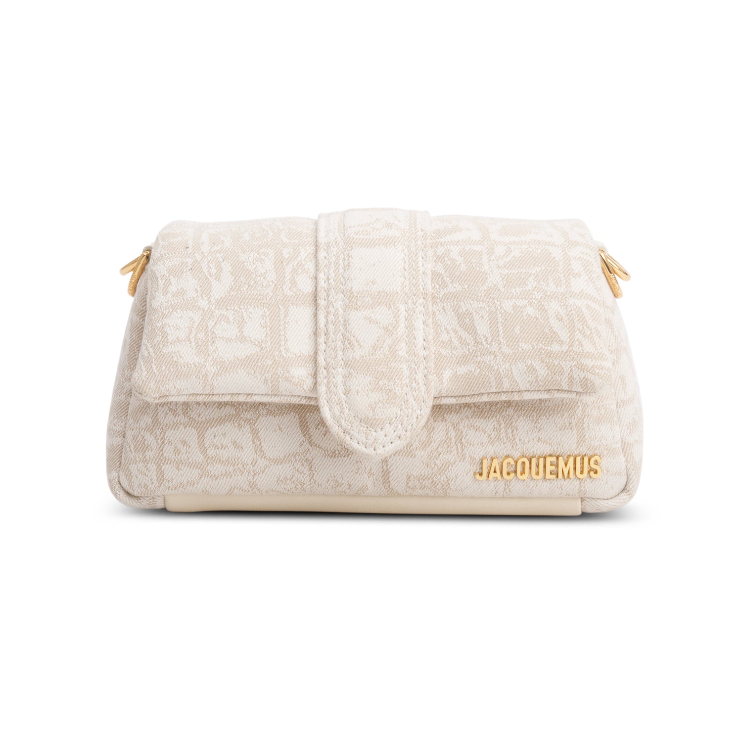 Jacquemus Beige Jacquared Denim La Croisiere Mini Puffed Flap Bag w/ Straps