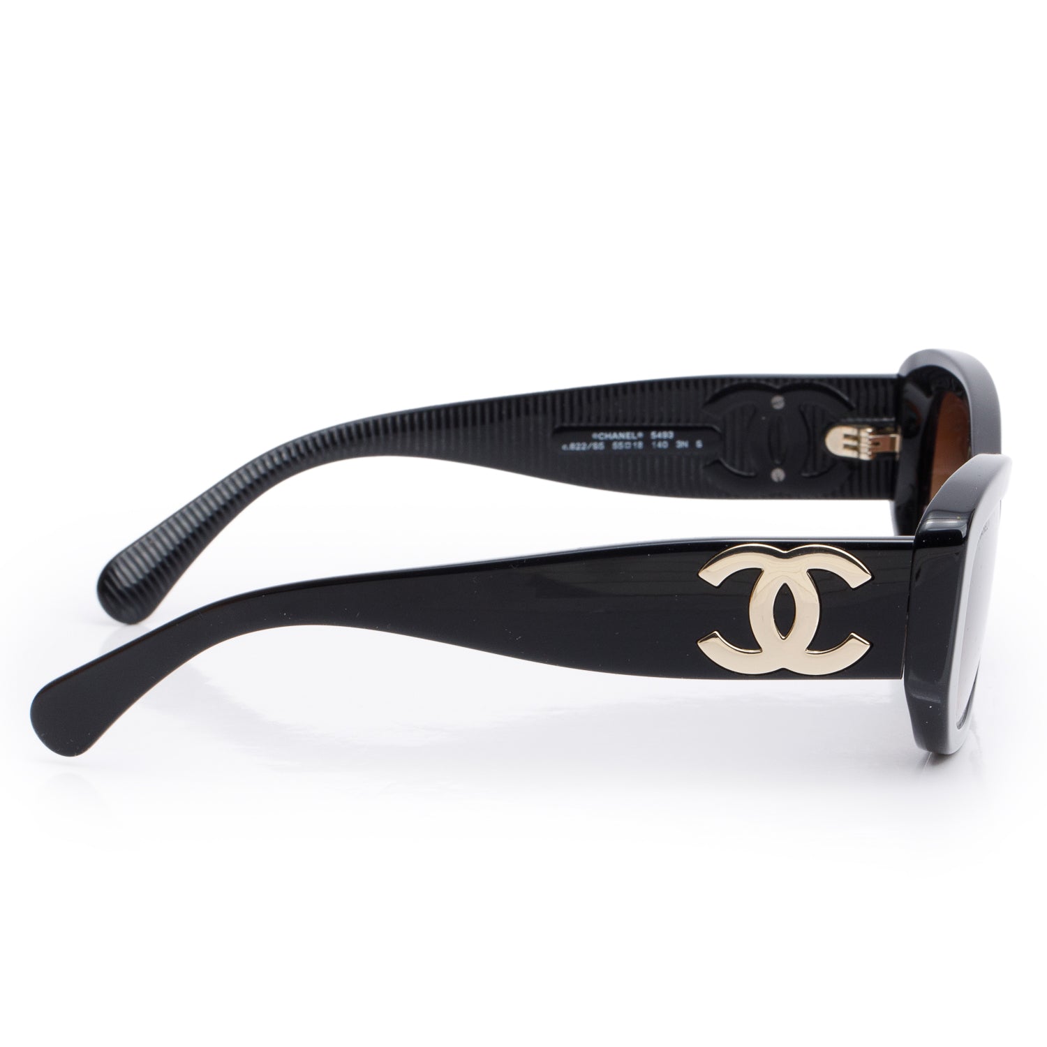 Chanel 5493 Black Acetate CC Logo Rectangle Sunglasses w/ Box & Case