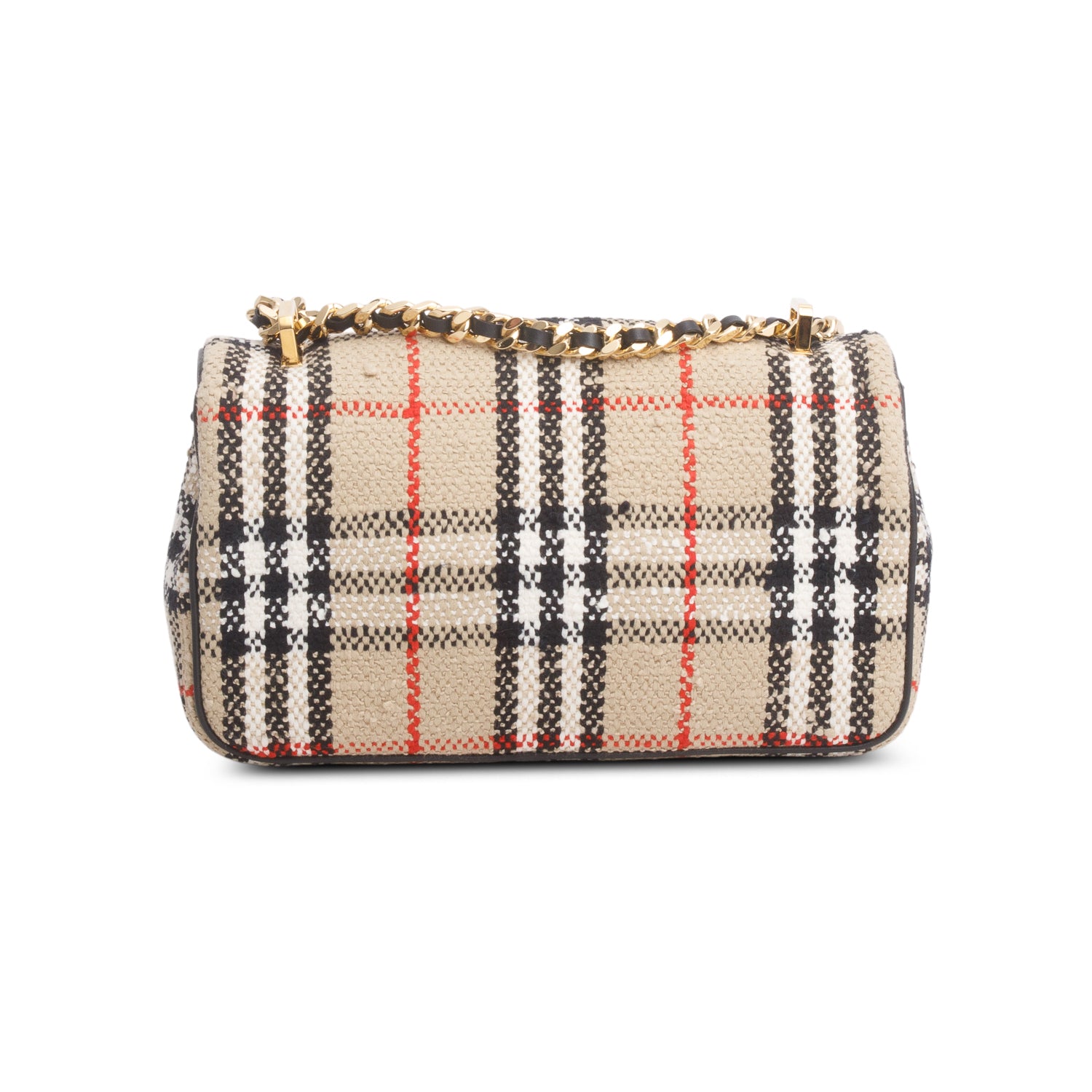 Burberry Beige Check Tweed Small Lola TB Shoulder Bag