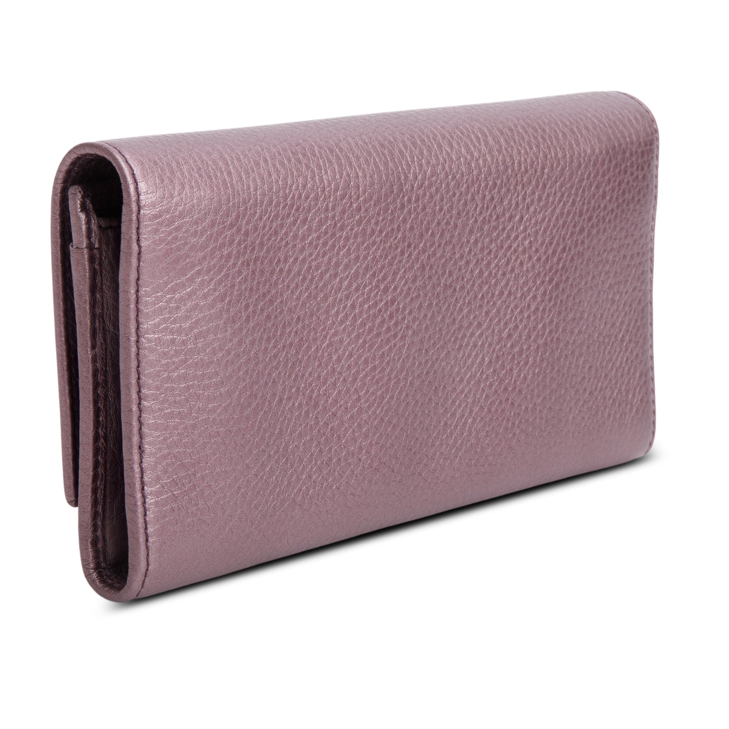 Gucci Metallic Purple Leather Soho Interlocking GG Logo Continental Flap Wallet w/ Box