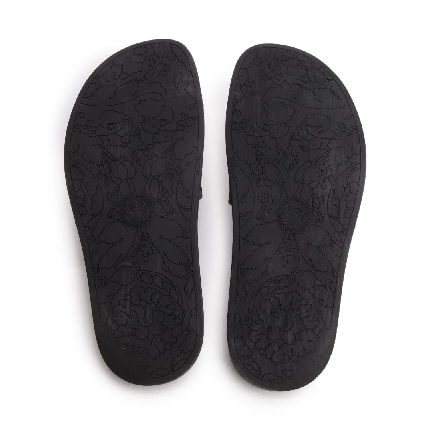 Versace Black Rubber Medusa Palazzo Pool Slides, Size 40 w/ Box