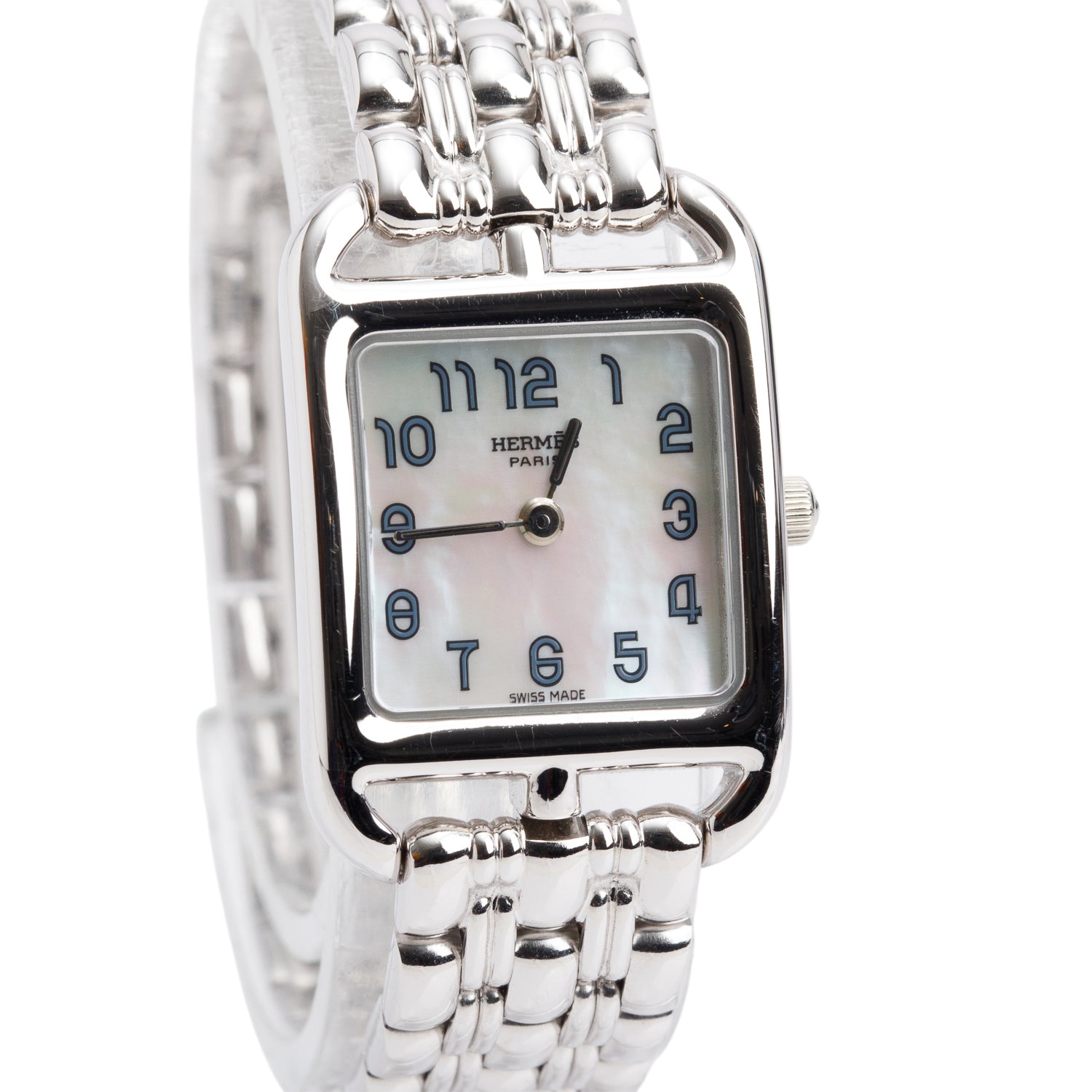 Hermes 18k White Gold Cape Cod Quartz Watch Mother of Pearl Dial, Mini Model