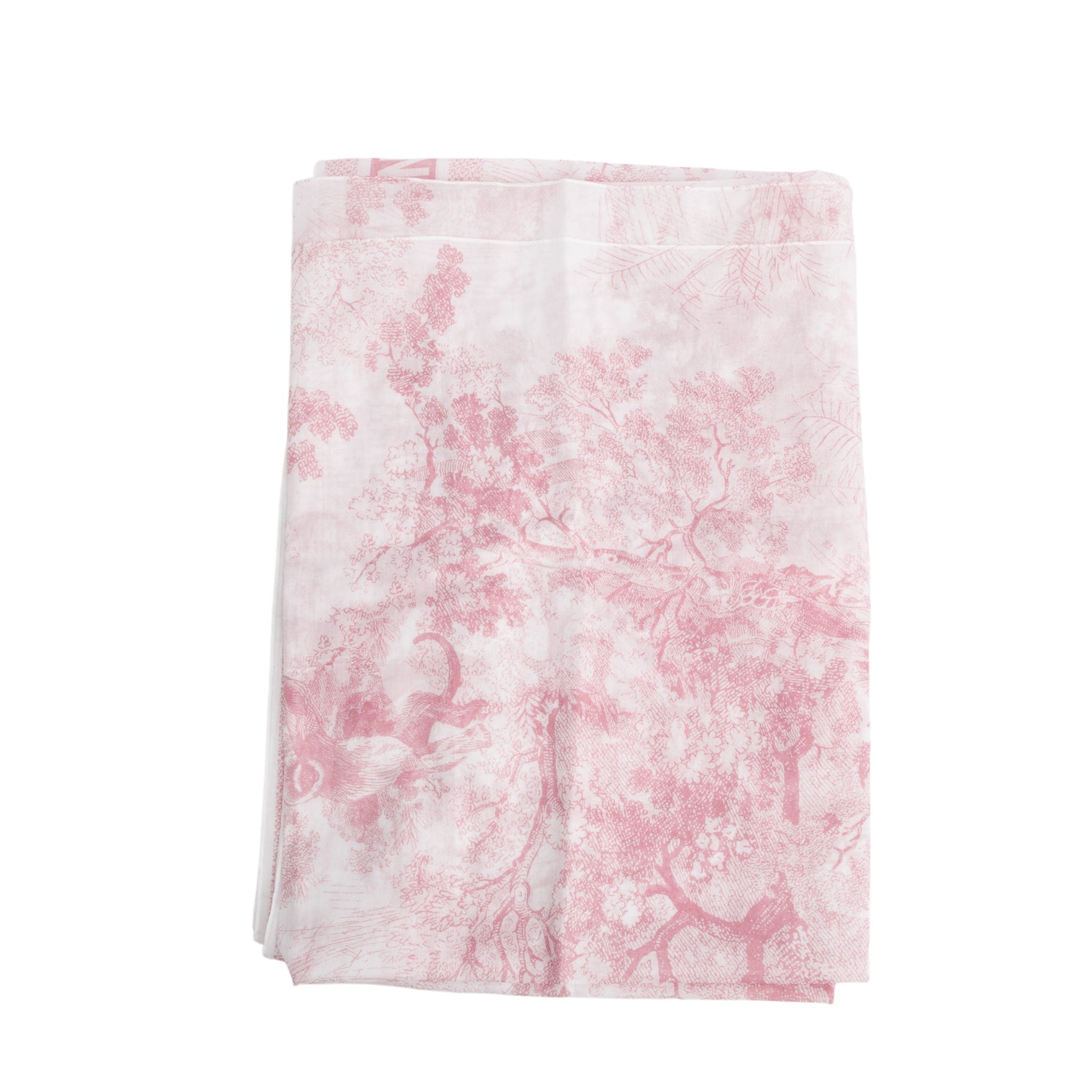 Christian Dior Pink/White Cotton Toile de Jouy Scarf
