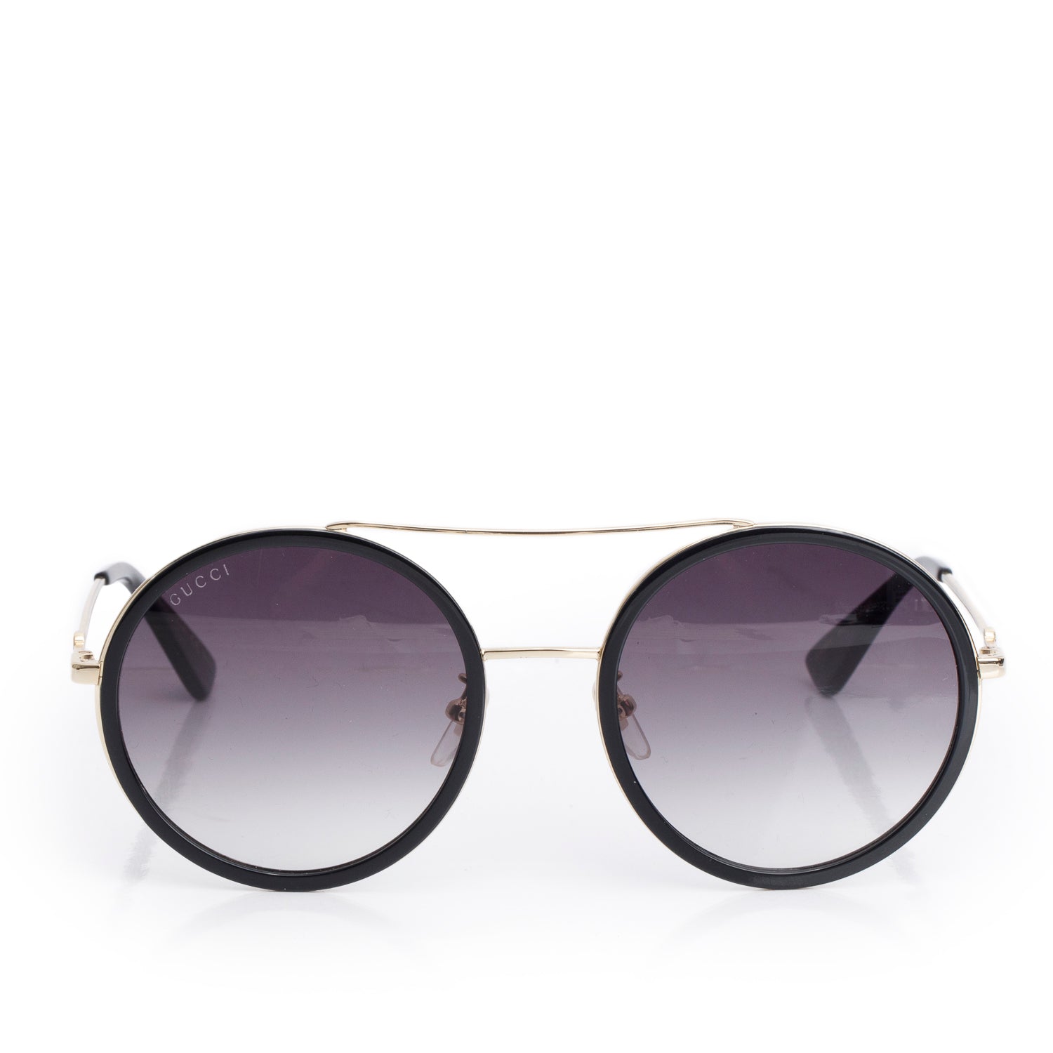 Gucci GG 0061S Gold-Tone/Black Round Gradient Sunglasses w/ Case