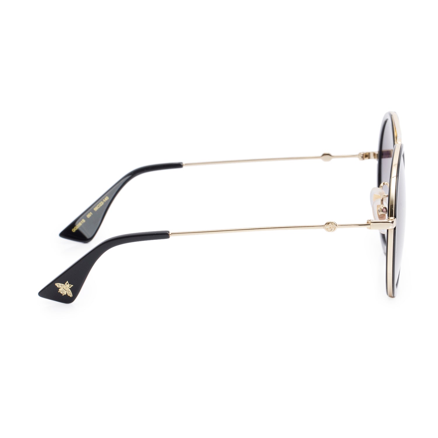 Gucci GG 0061S Gold-Tone/Black Round Gradient Sunglasses w/ Case