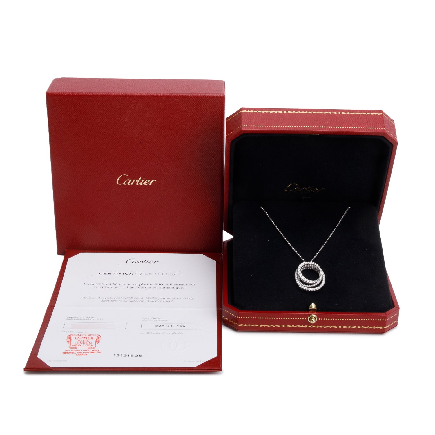 Cartier 2024 18k White Gold Pave Diamond Etincelle de Cartier Pendant Necklace w/ Box, Reciept & Certificate