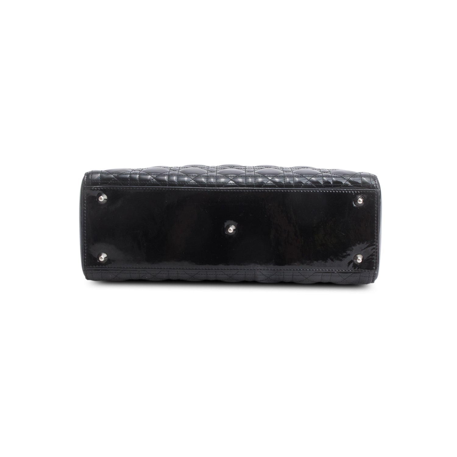 Christian Dior Black Cannage Patent Leather Large Lady Dior w/ Strap