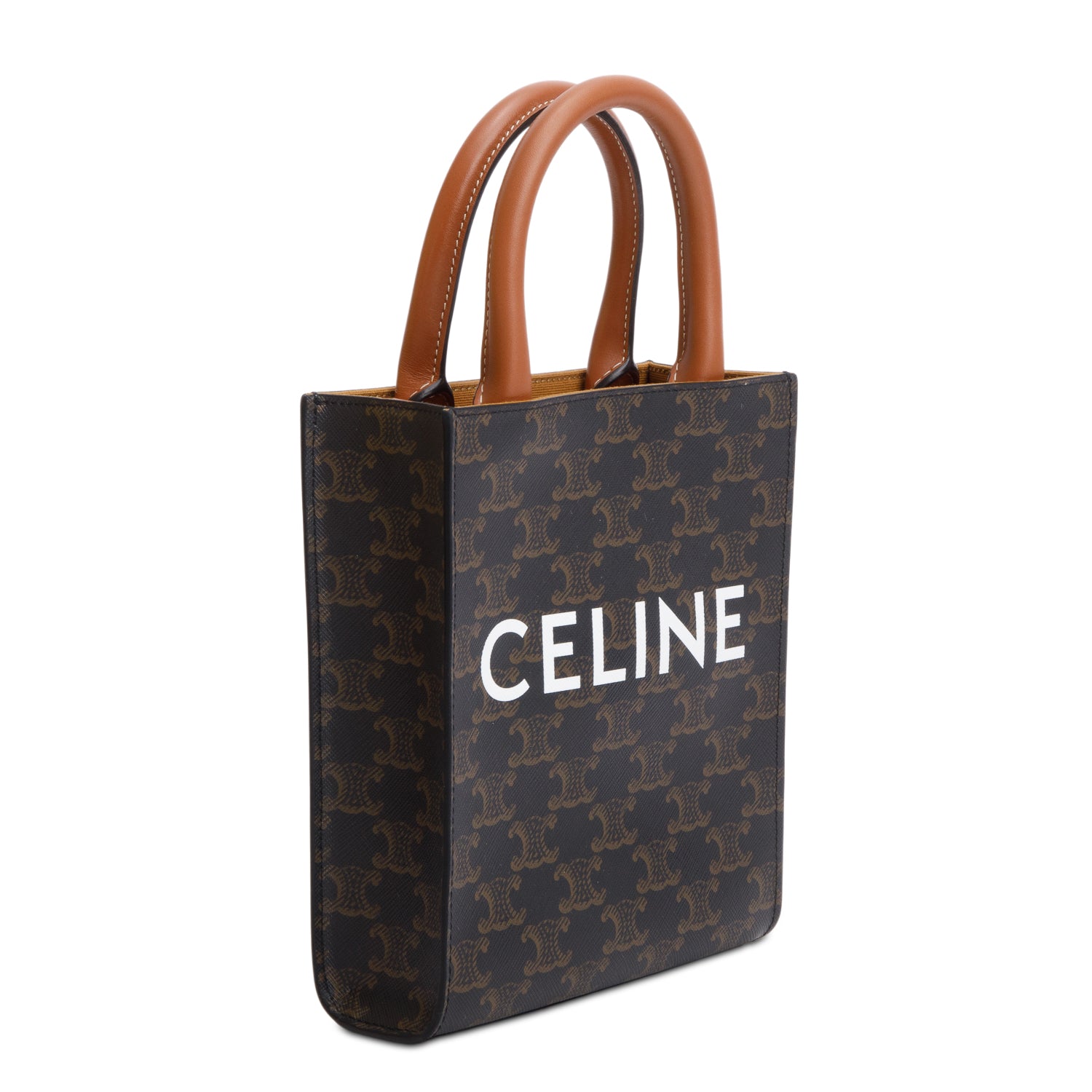 Celine 2023 Triomphe Canvas Mini Vertical Cabas Tote w/ Strap, Box & Receipt