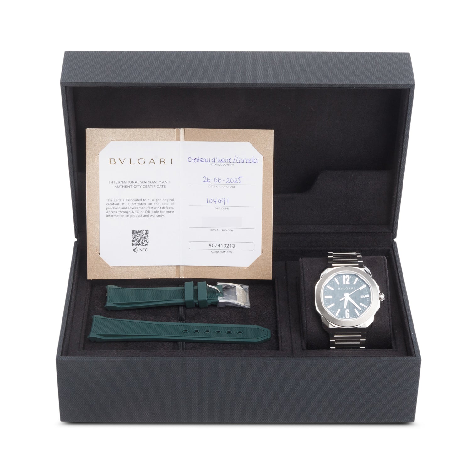 BVLGARI 2025 Stainless Steel Octo Roma 41 MM Automatic Watch Green Dial w/ Box, Papers & Extra Strap