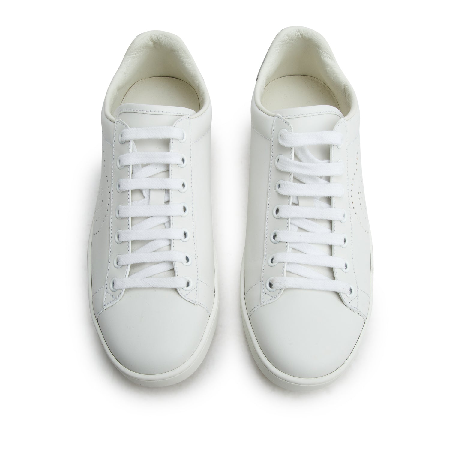 Gucci White Calfskin Interlocking G Perforated Ace Sneakers, Size 38