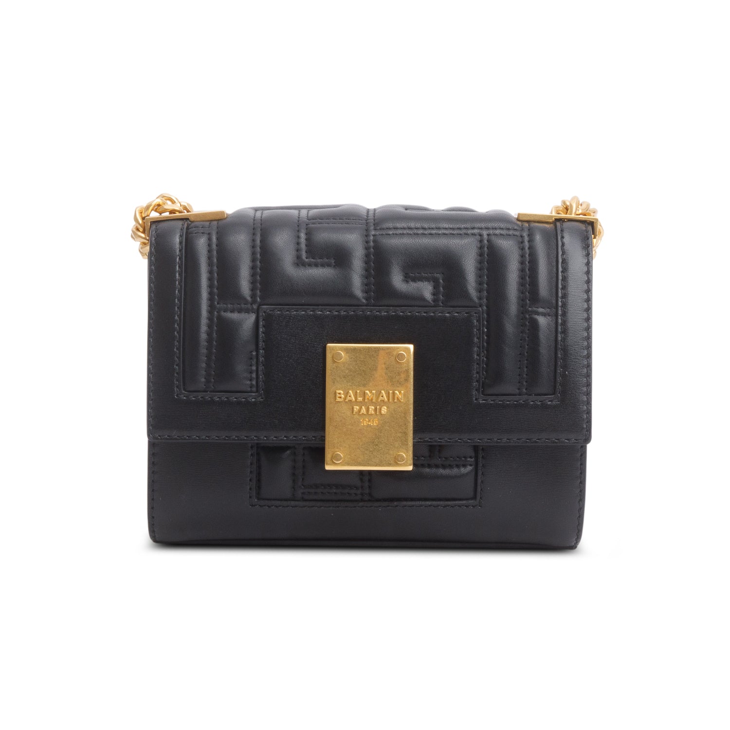Balmain Black Soft Quilted Lambskin 1945 Small Bag
