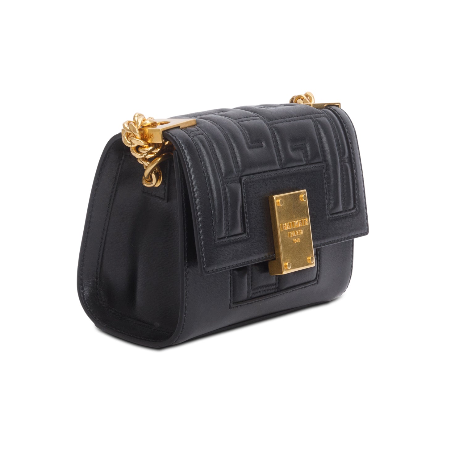 Balmain Black Soft Quilted Lambskin 1945 Small Bag