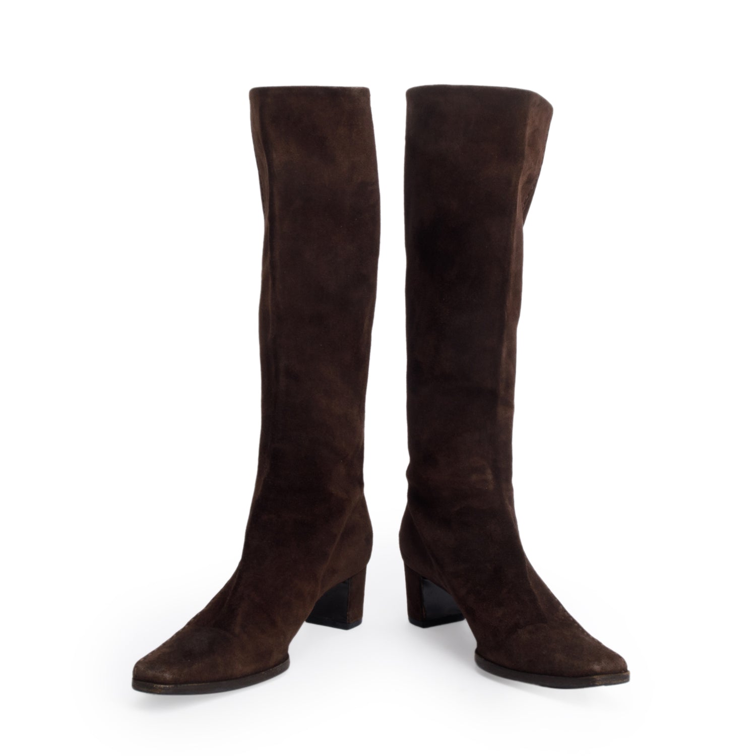 Prada Brown Suede Mid Calf Boots, Size 35.5