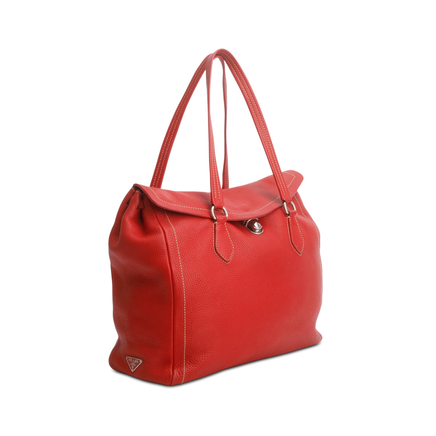 Prada Red Vitello Daino Easy Tote Bag w/ Authenticity Card