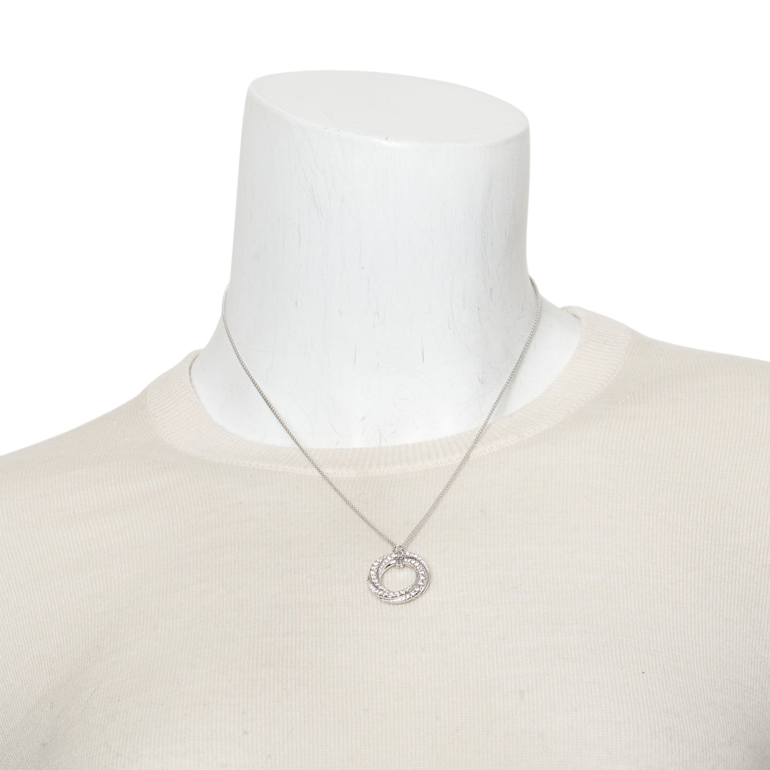 David Yurman 2021 18k White Gold Pave Diamond 21 MM Crossover Pendant Necklace w/ Box & Receipt