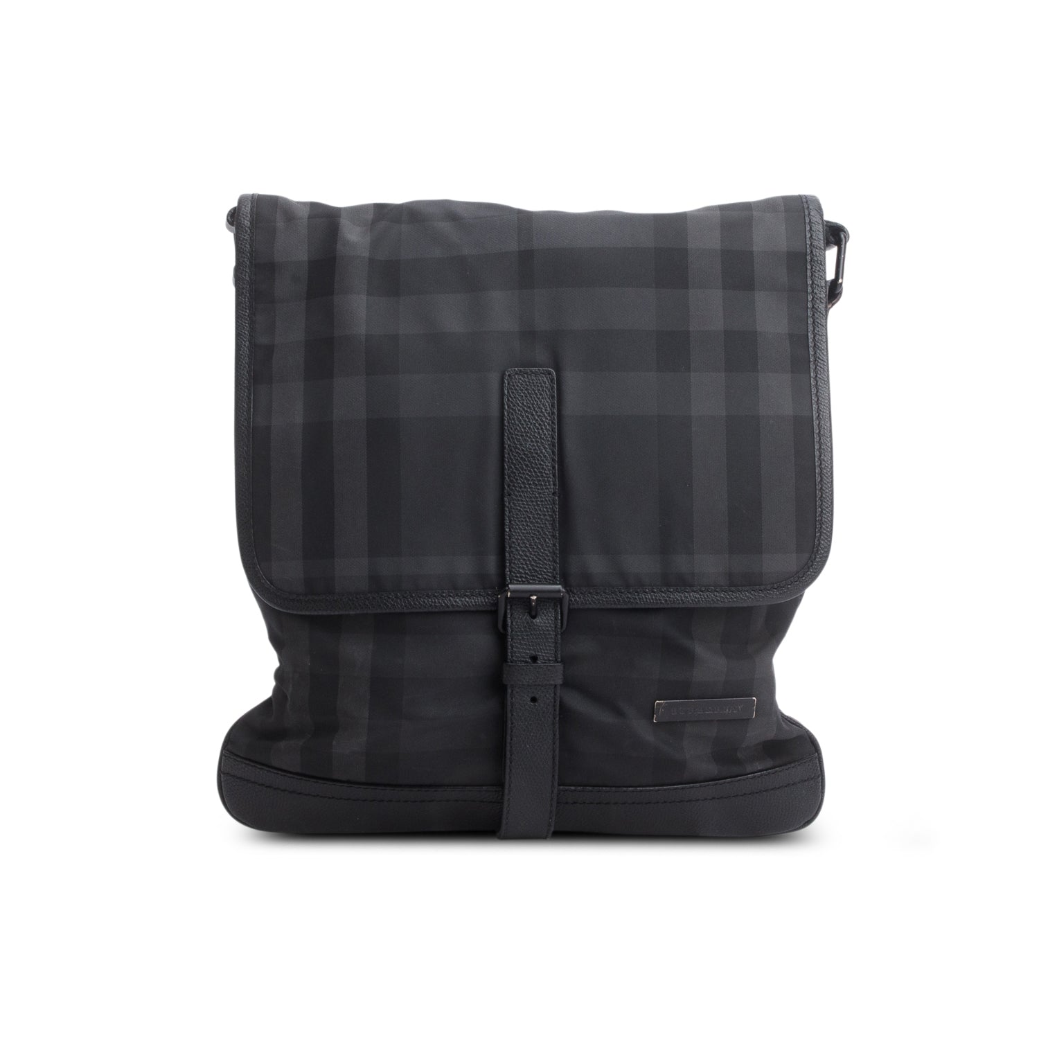Burberry Black Smoked Check Nylon Messenger Bag