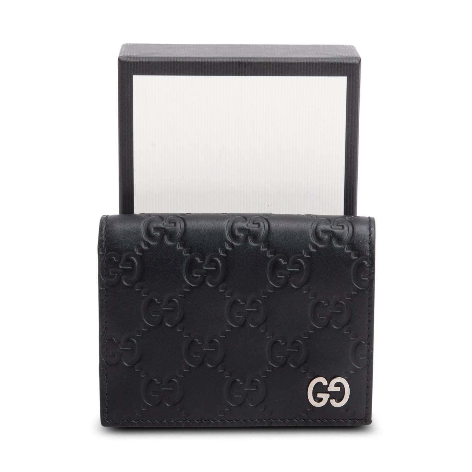 Gucci Black Guccissima Leather Bi-Fold Wallet w/ Box