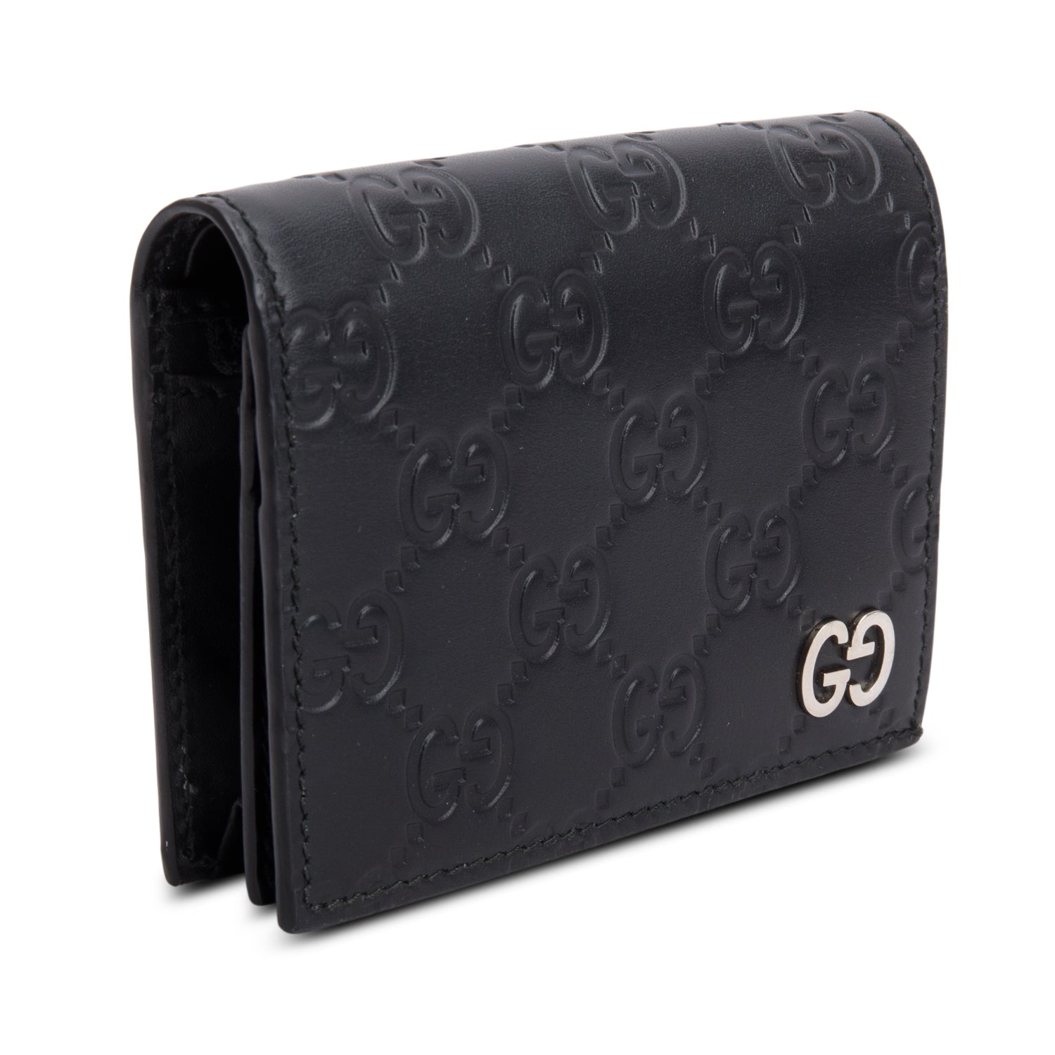 Gucci Black Guccissima Leather Bi-Fold Wallet w/ Box