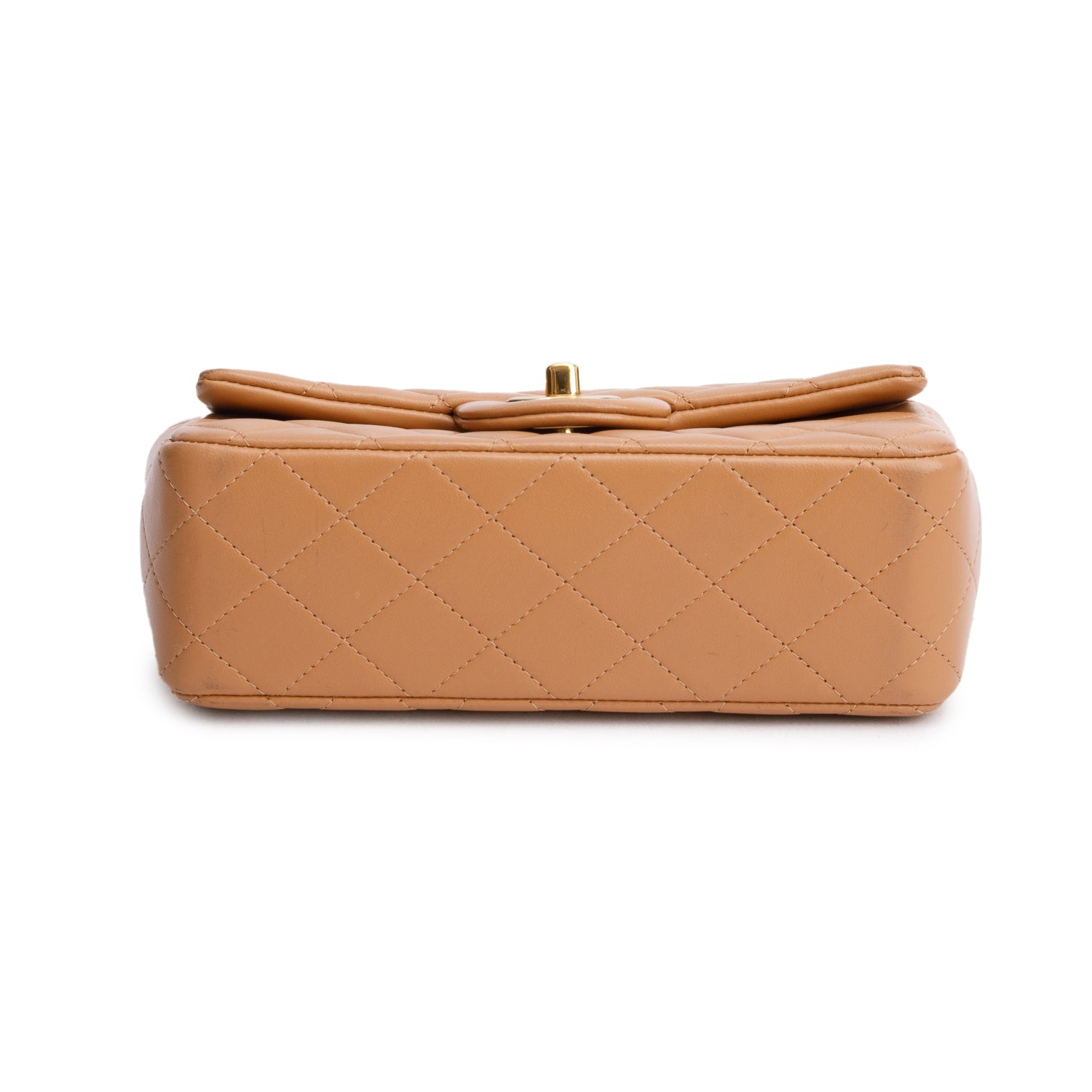 Chanel Brown Lambskin Quilted Mini Top Handle Rectangular Flap