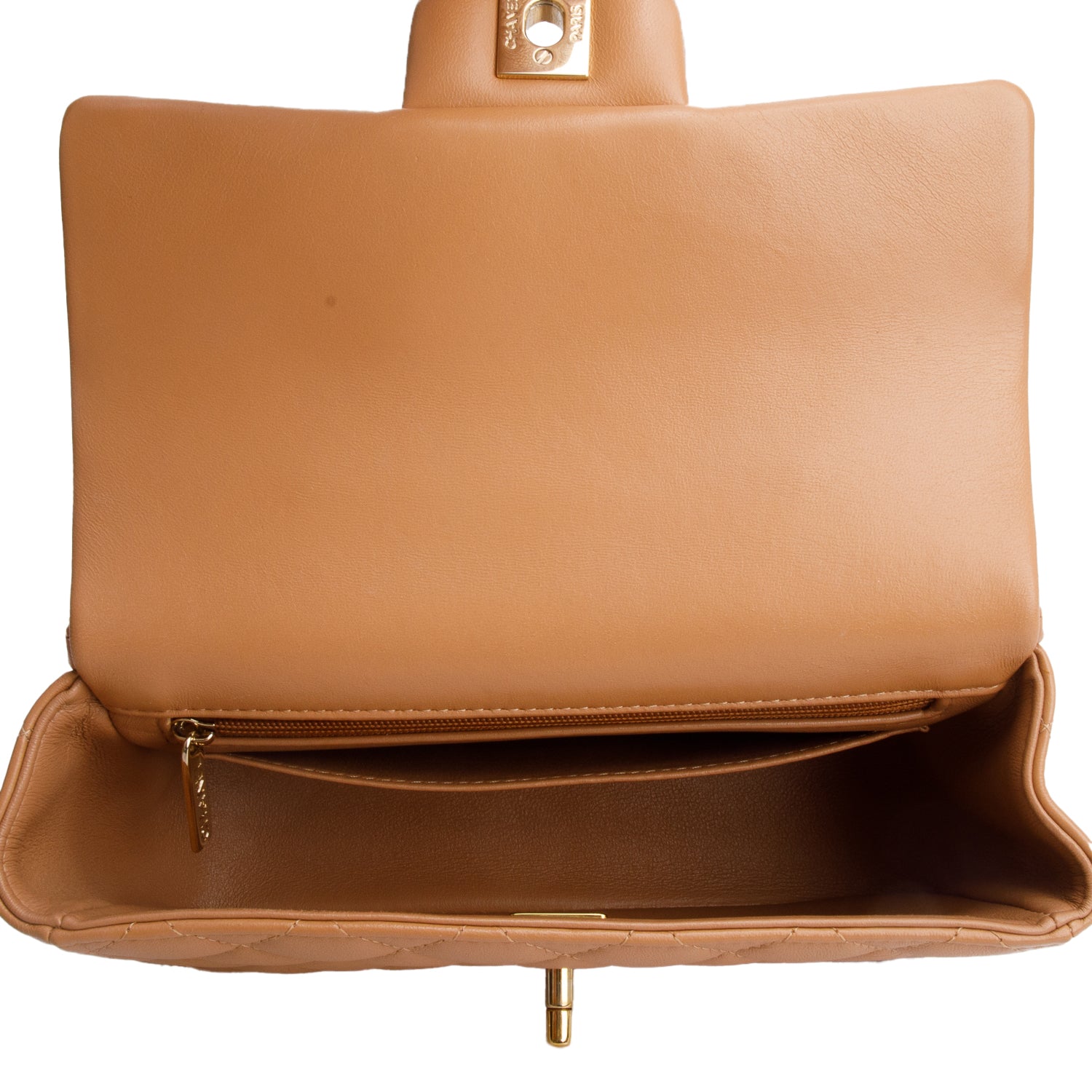 Chanel Brown Lambskin Quilted Mini Top Handle Rectangular Flap