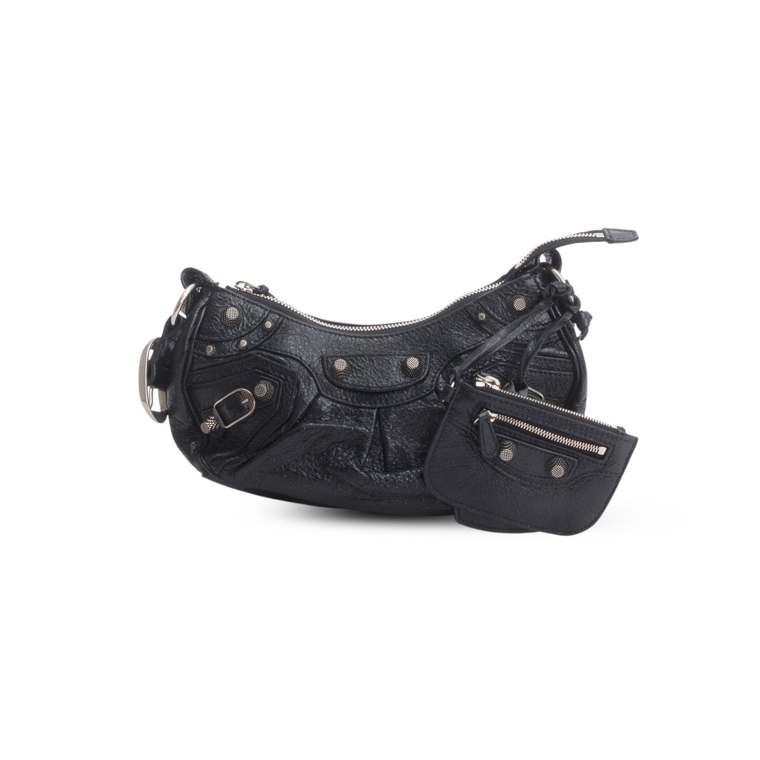 Balenciaga Black Arena Calfskin Leather Le Cagole XS Chain Shoulder Bag