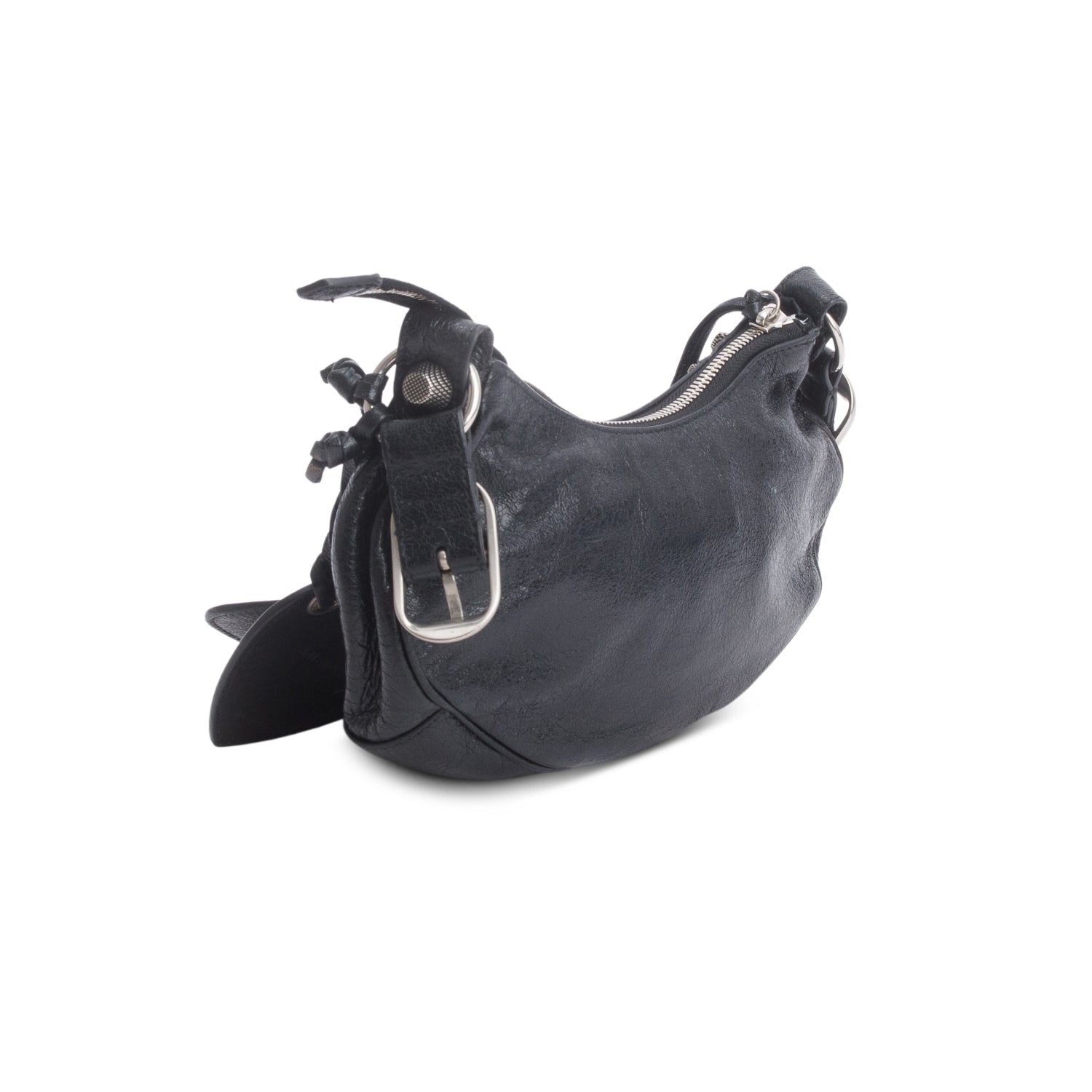 Balenciaga Black Arena Calfskin Leather Le Cagole XS Chain Shoulder Bag