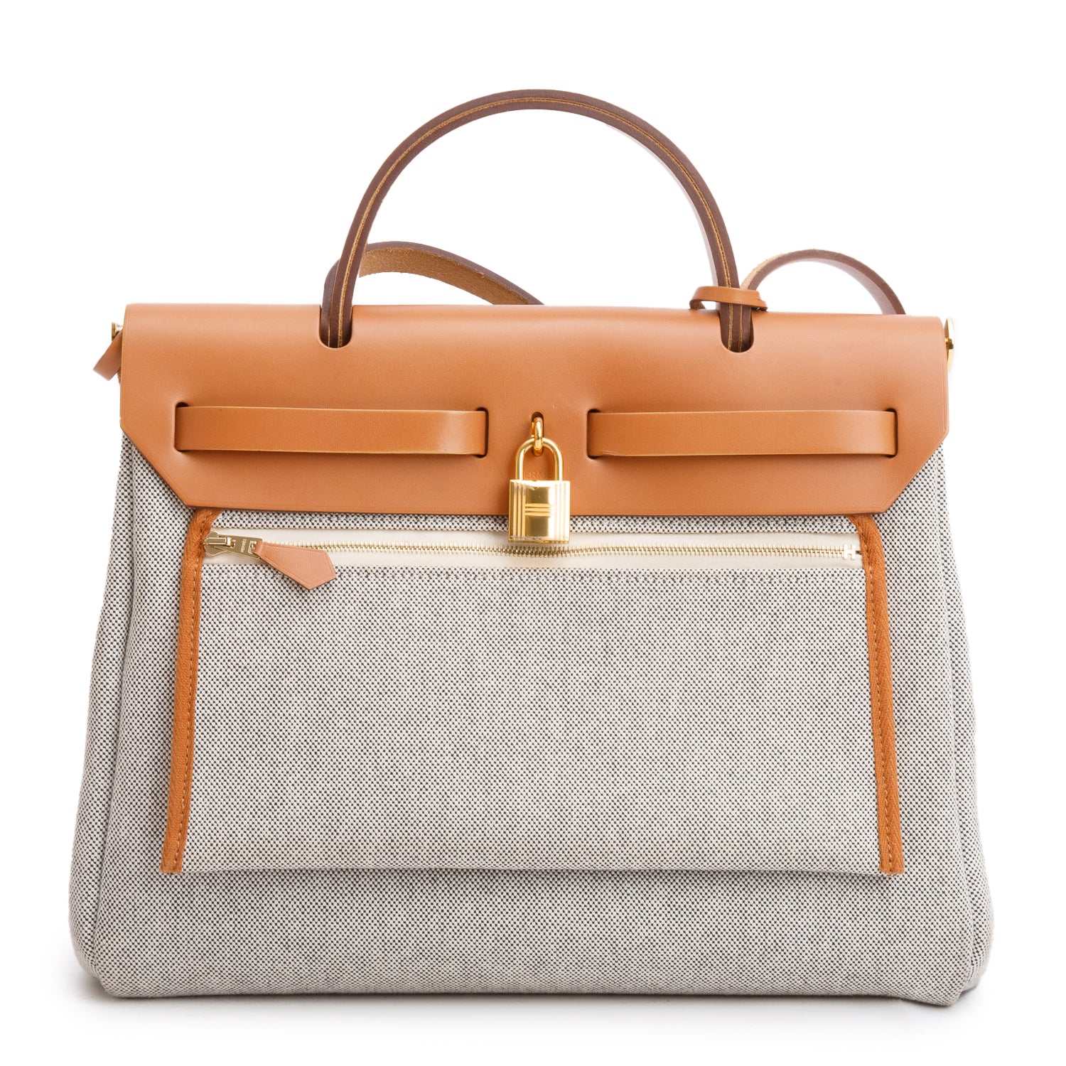 Hermes 2023 Cumin Ecrus Beige/Nature Toile H Vache Hunter Plume CC Circuit 24 Herbag Zip 31 w/ Box & Receipt