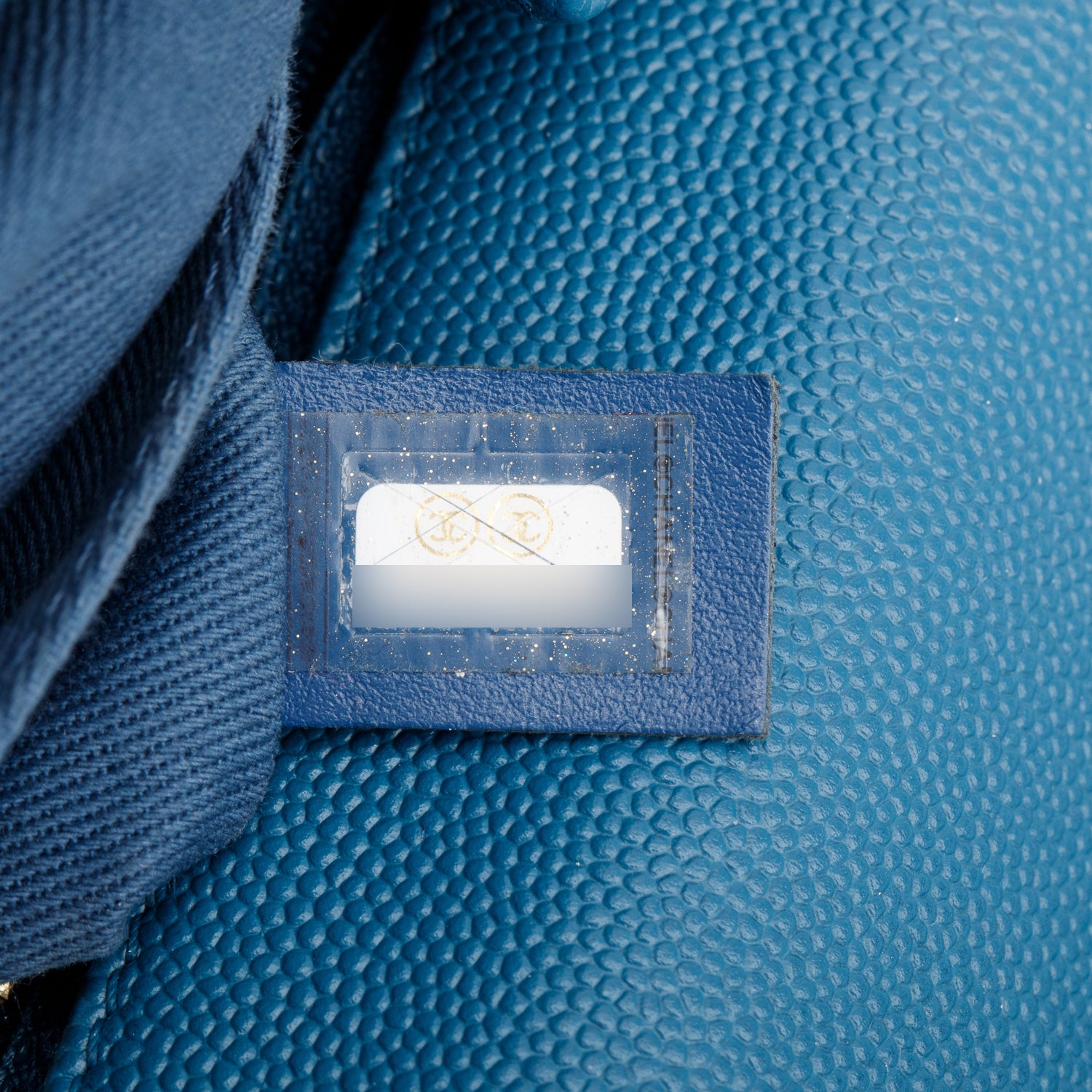 Chanel Blue Quilted Caviar Leather Medium Coco Handle Bag w/ Strap, Box, Receipt & Authenticity Card