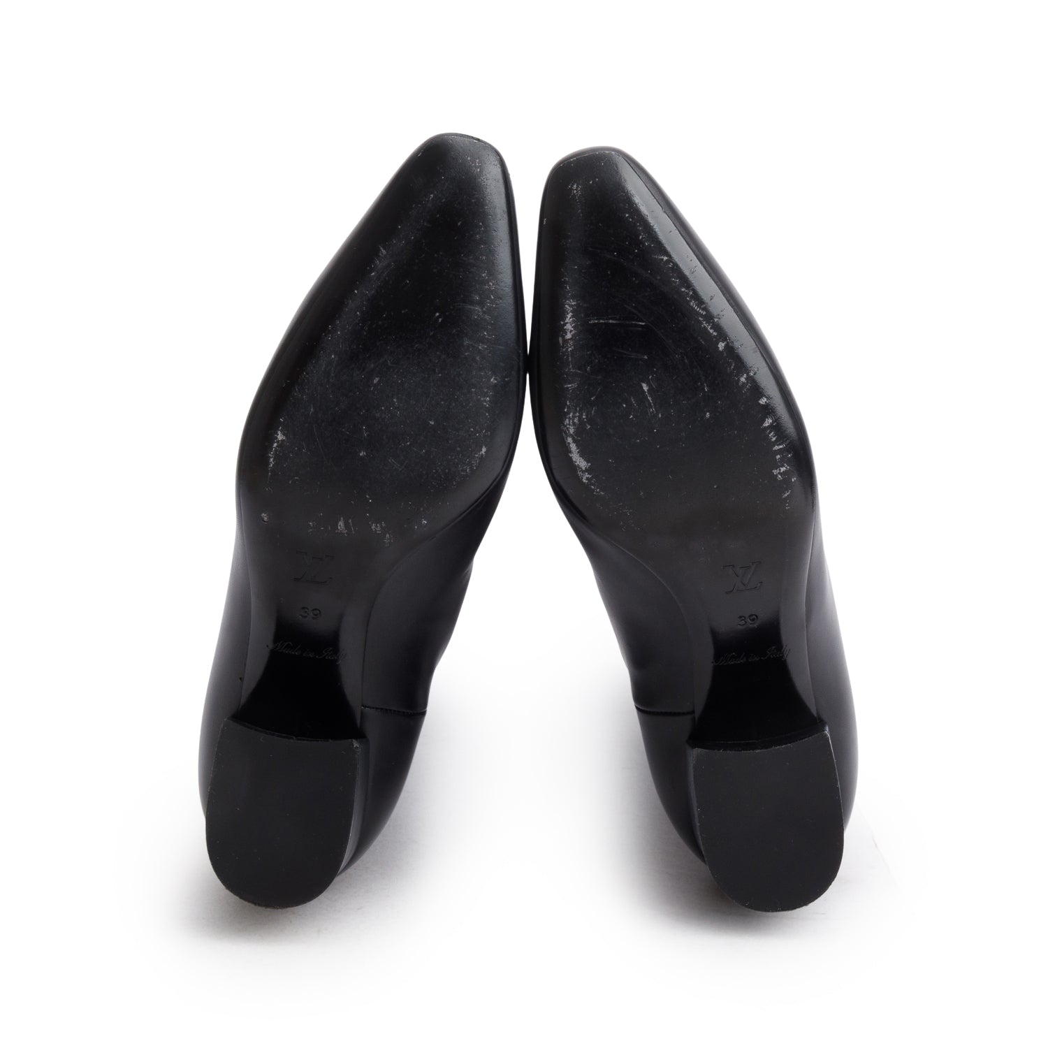 Louis Vuitton Black Leather Monogram High Boots, Size 39 w/ Box