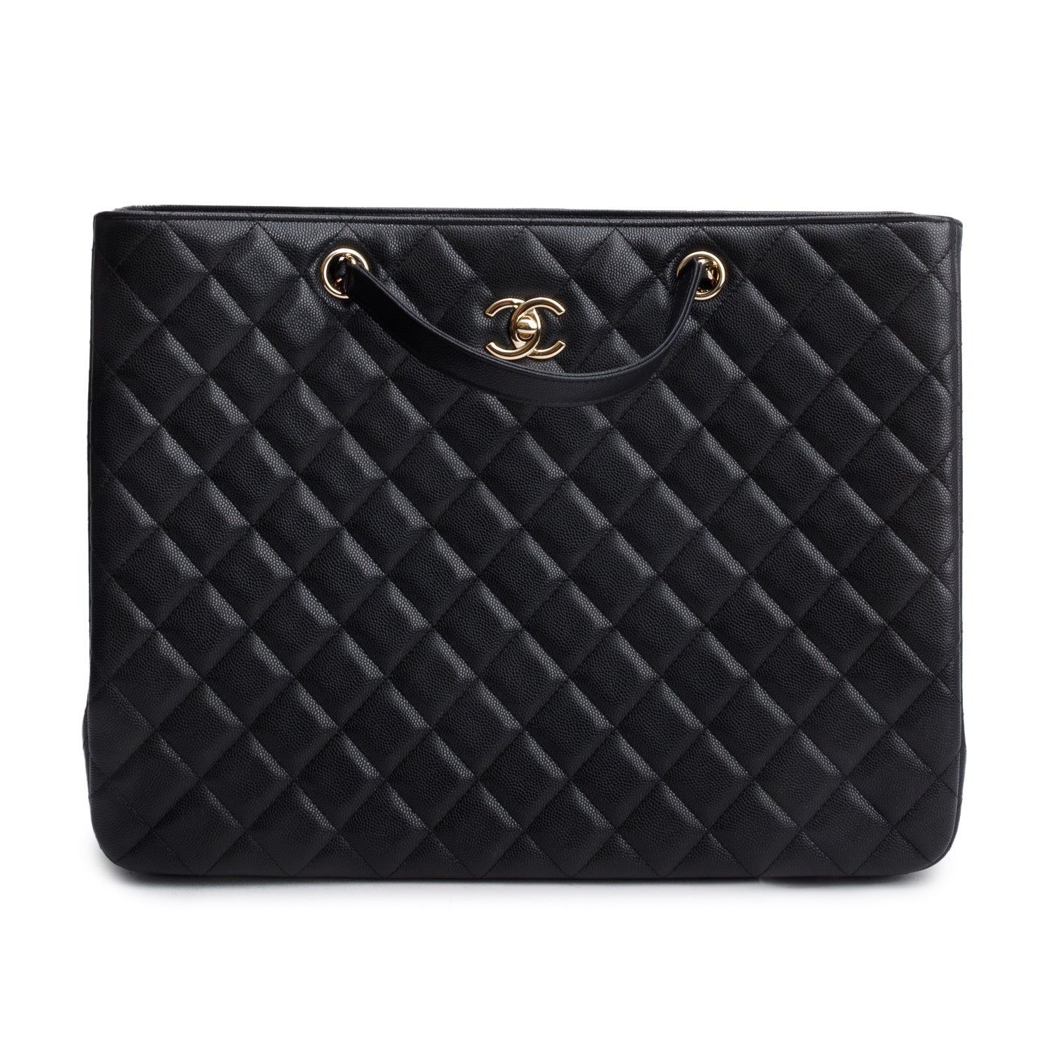 Chanel 2021 Black Caviar Quilted Classic Large Shopping Tote w/ Box & Receipt