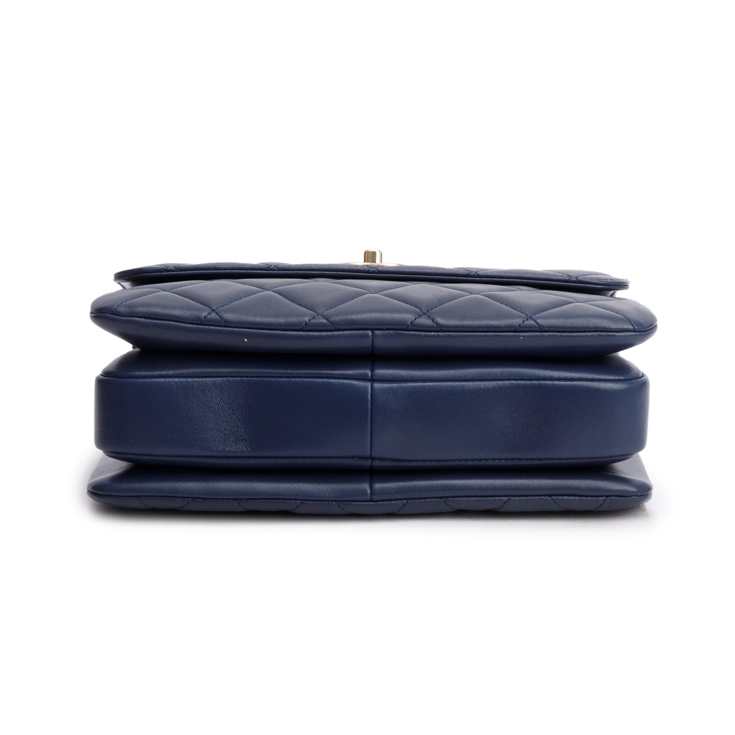 Chanel Navy Lambskin Quilted Small Trendy Top Handle Bag w/ Box