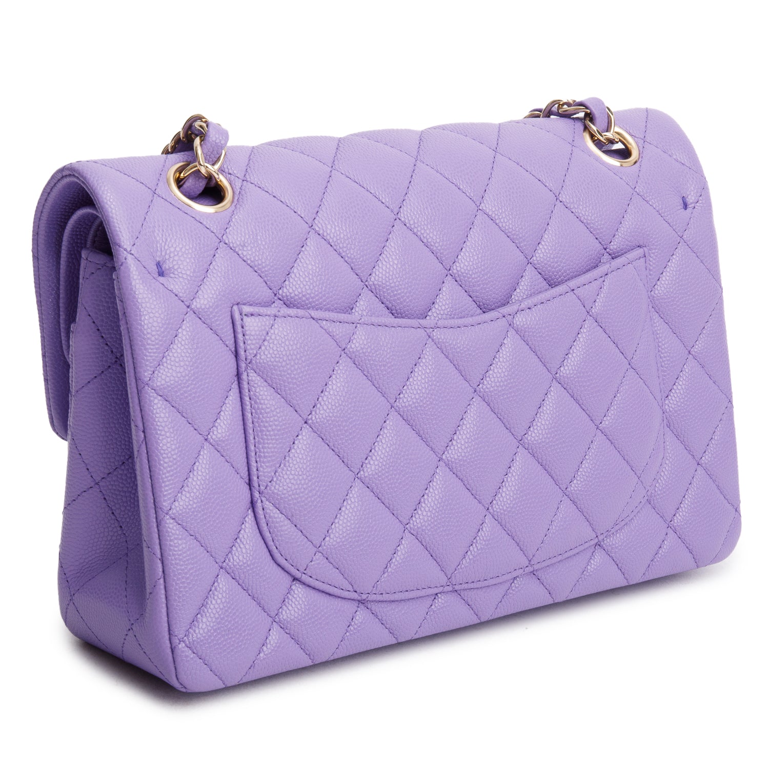 Chanel Purple Caviar Quilted Leather Small Double Flap Bag w/ Box & Authenticity Card