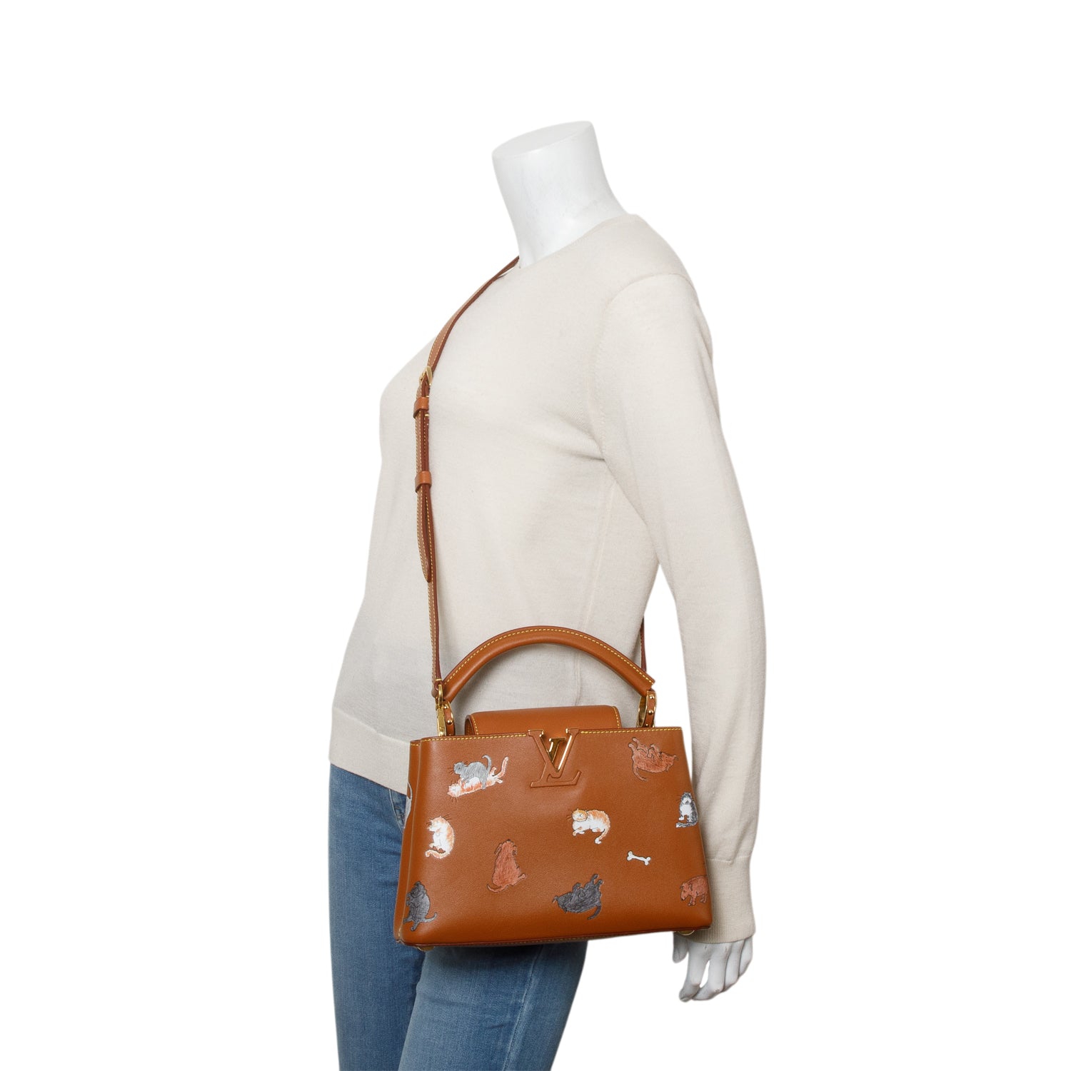 Louis Vuitton Brown Calfskin Catogram Capucines BB w/ Strap