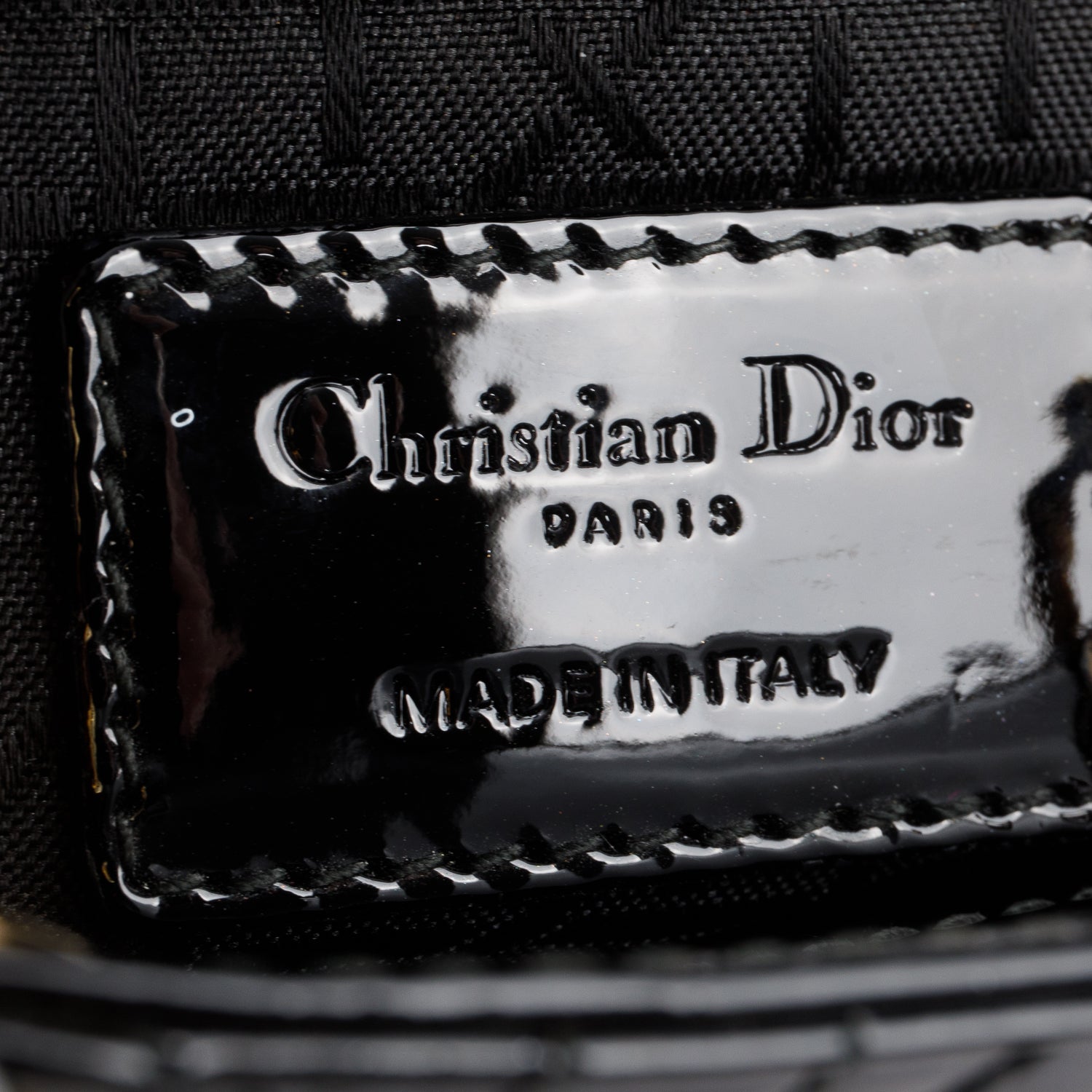 Christian Dior Black Cannage Patent Leather Mini Lady Dior Bag w/ Authenticity Card & Strap