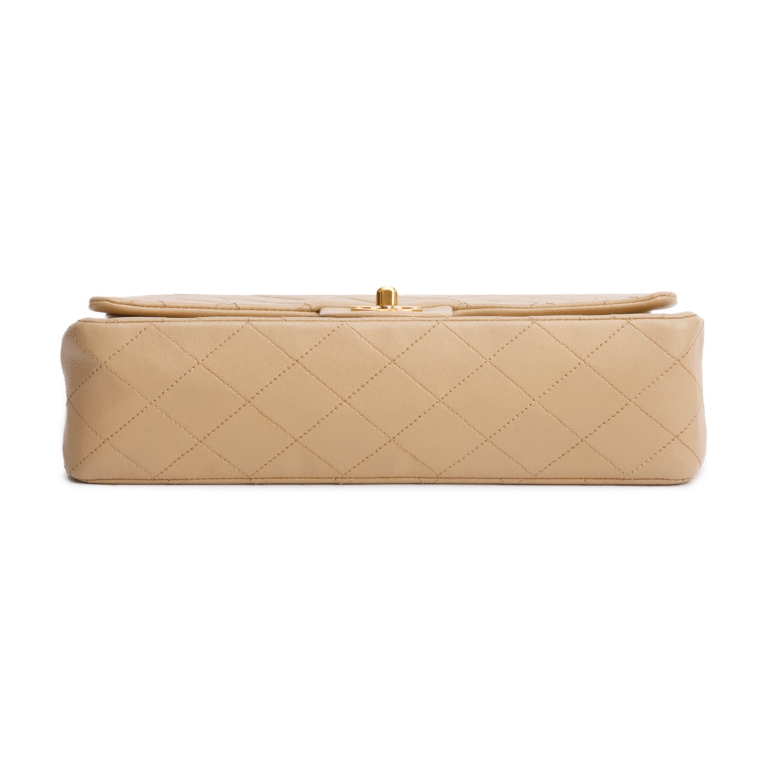 Chanel Vintage Beige Lambskin Quilted Medium Double Flap w/ Authenticity Card