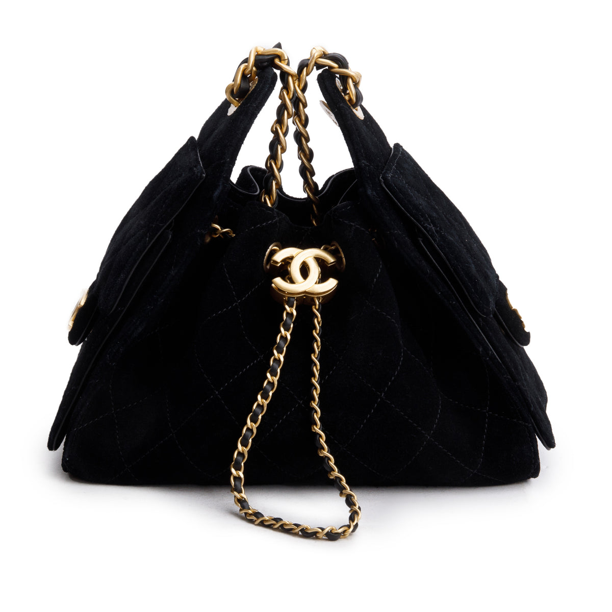 Chanel Black Suede Mini 25 Handbag w/ Box
