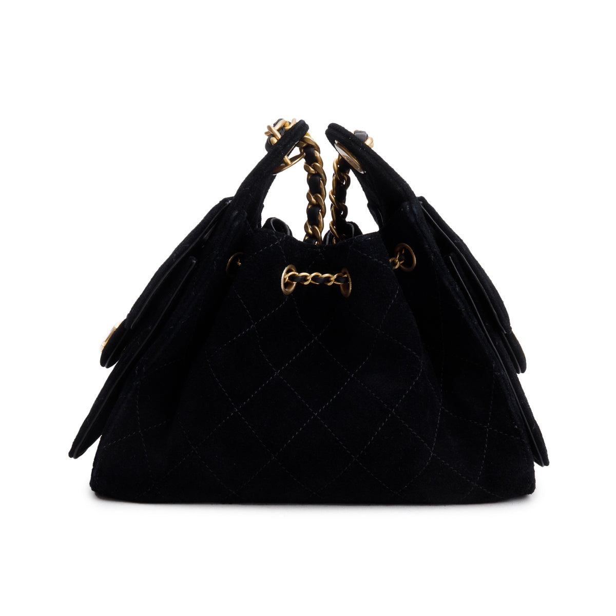 Chanel Black Suede Mini 25 Handbag w/ Box