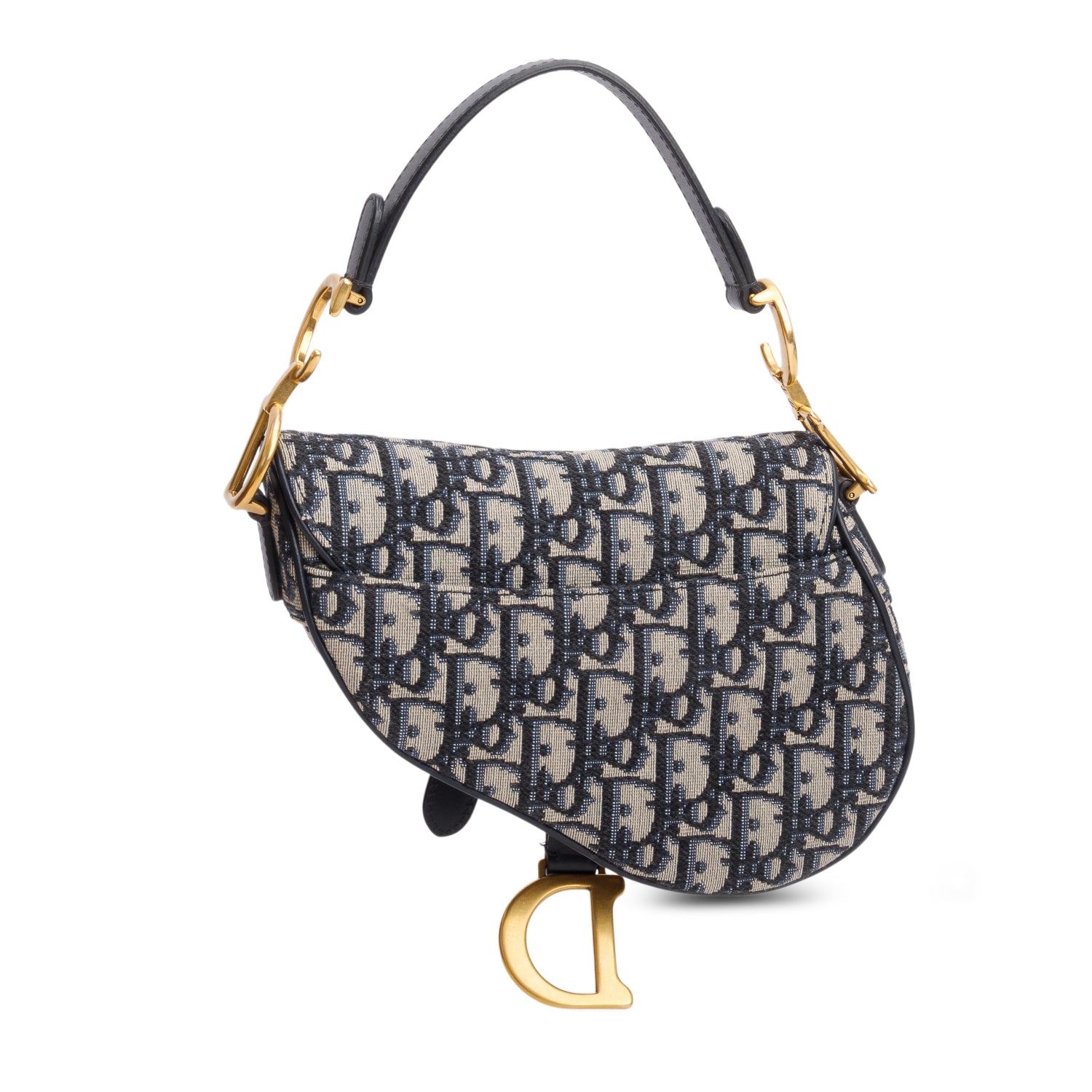 Christian Dior Blue Oblique Mini Saddle Bag w/ Box & Authenticity Card