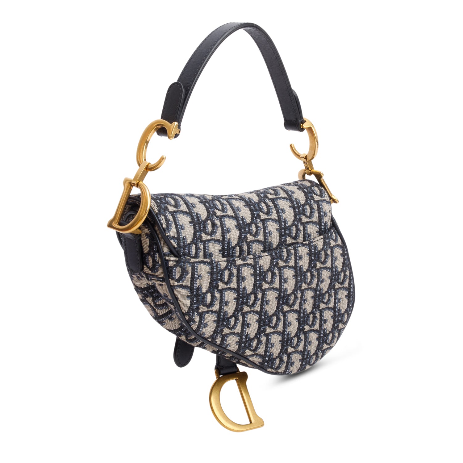 Christian Dior Blue Oblique Mini Saddle Bag w/ Box & Authenticity Card